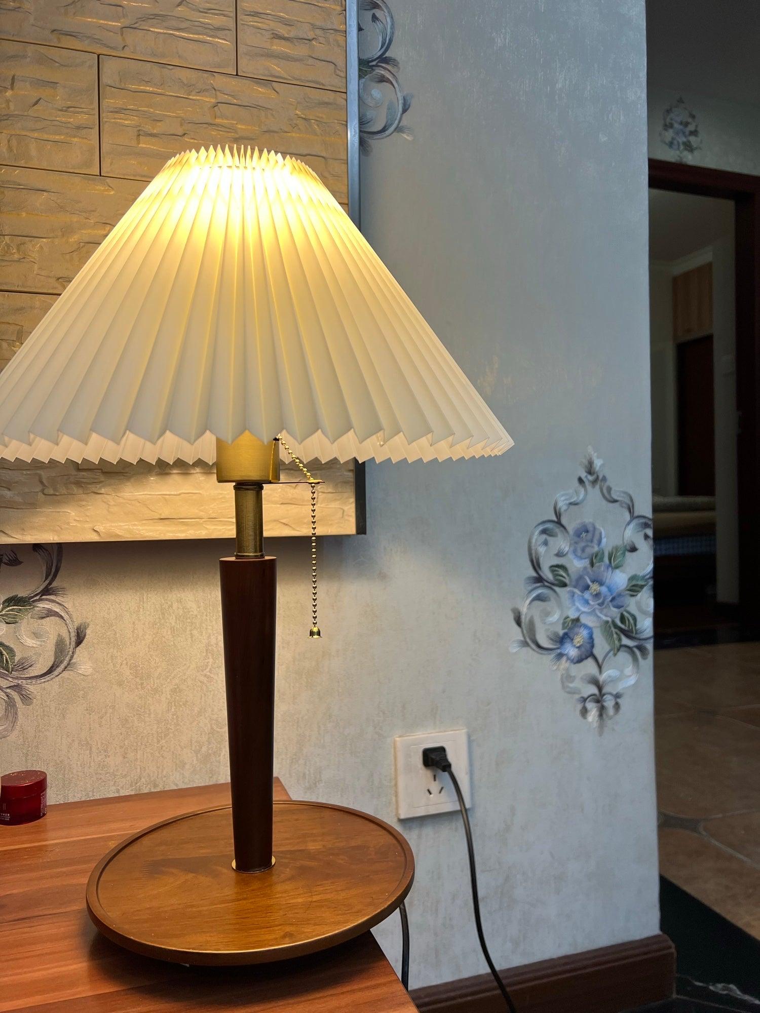 Elegant Cone Pleated Fabric Table Lamp - Modern Home & Office Lighting for Bedroom, Living Room, and Study Desk Decor