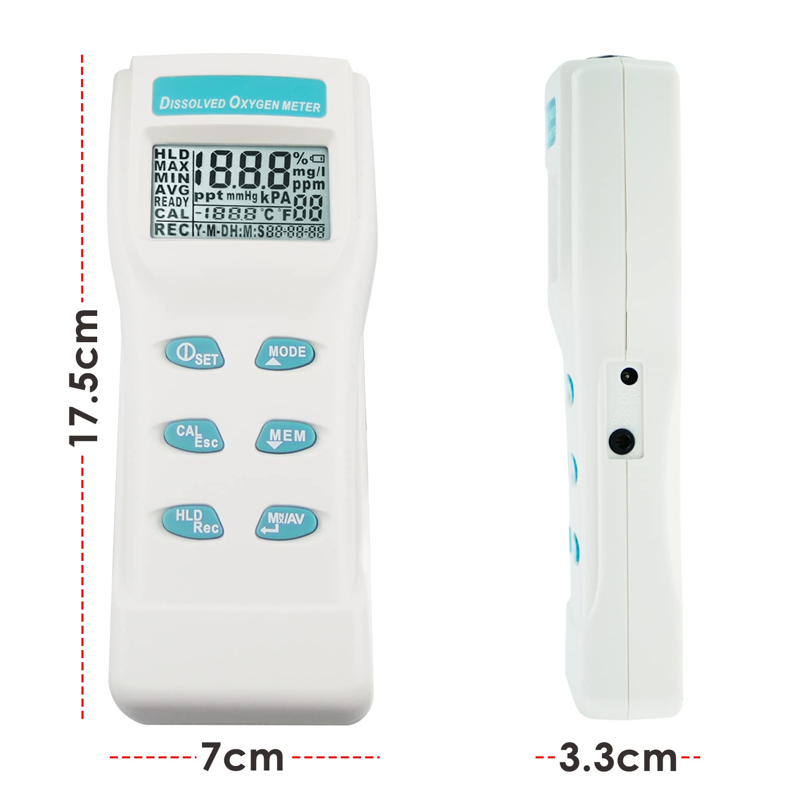 Portable Digital Dissolved Oxygen Meter with Temperature Sensor - 99 Data Logging Groups, DO Analyzer for Aquarium, Hydroponics, Ponds & Water Testing | Perfect for Home, Lab & Field Use
