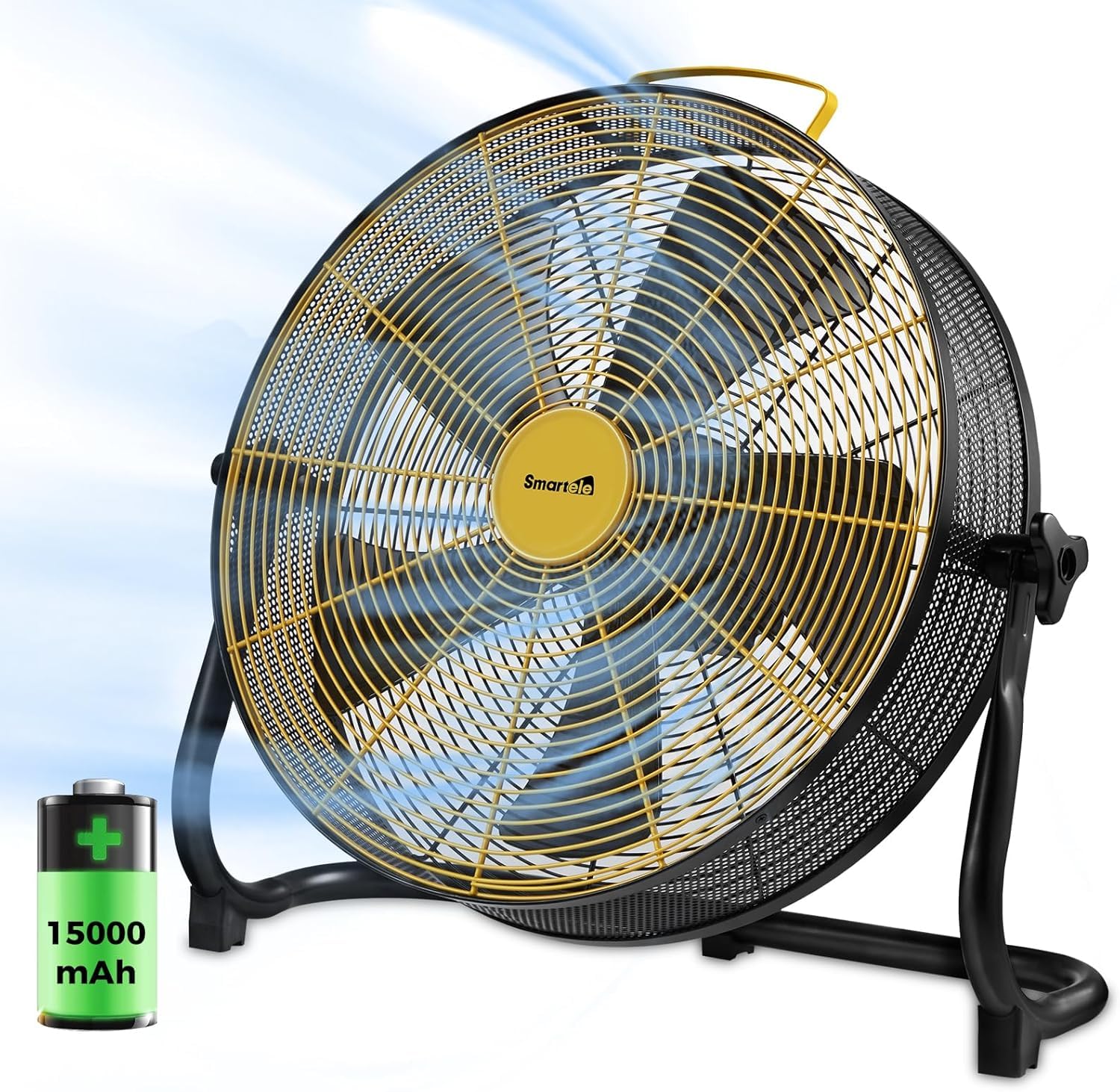QF16 16 Inch High Velocity Rechargeable Floor Fan - 15000mAh Battery, Fast Charging, 2500 CFM - Perfect for Patio, Gym, Camping, Travel & Backyard Use | Indoor & Outdoor Cooling Solution for Home, Office & Events