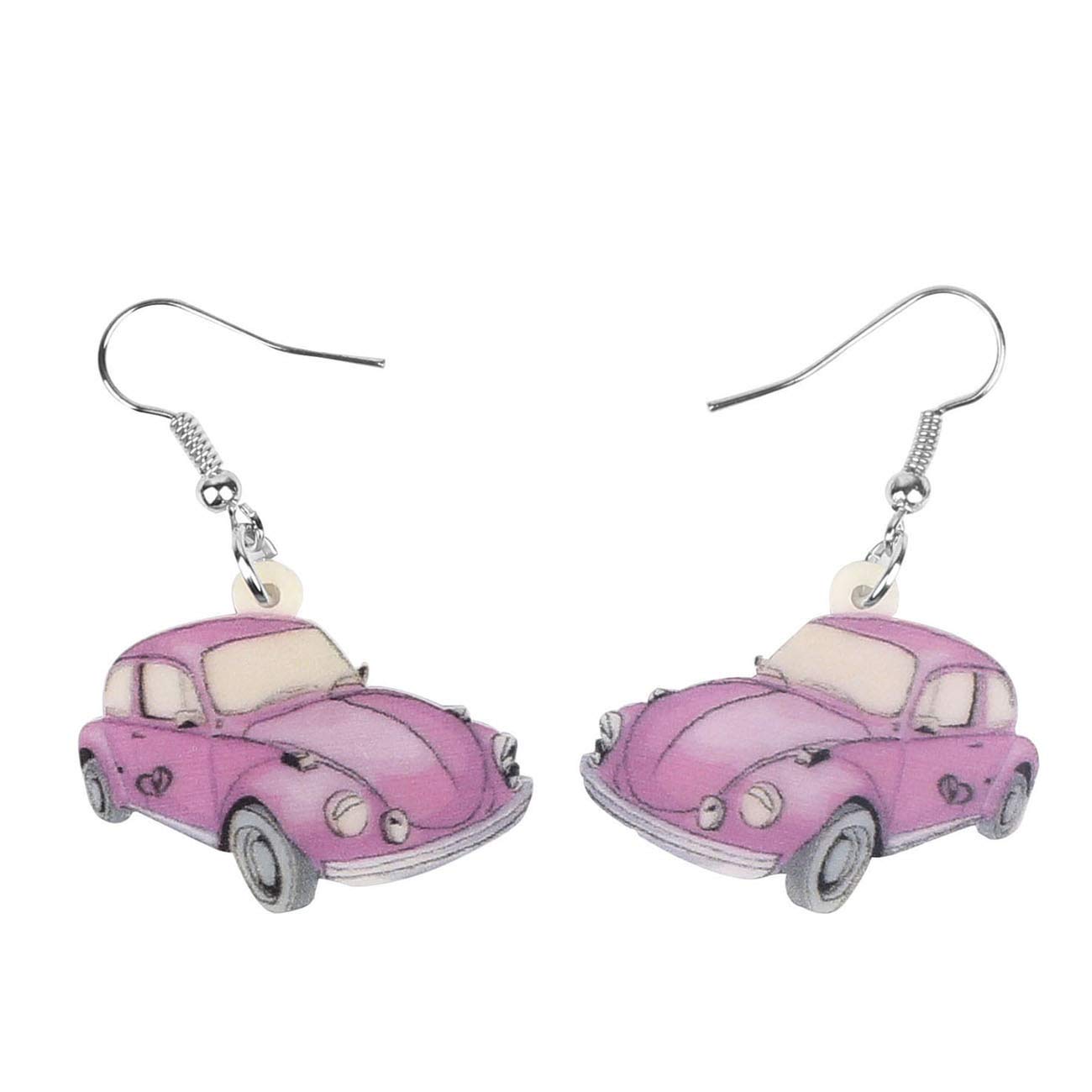 NEWEI Acrylic Beetle Car Earrings for Women - Vintage Camper Truck Dangle Jewelry - Unique Fashion Accessories & Charm Gift for Car Lovers - Perfect for Casual Wear, Road Trips, and Car Enthusiast Events