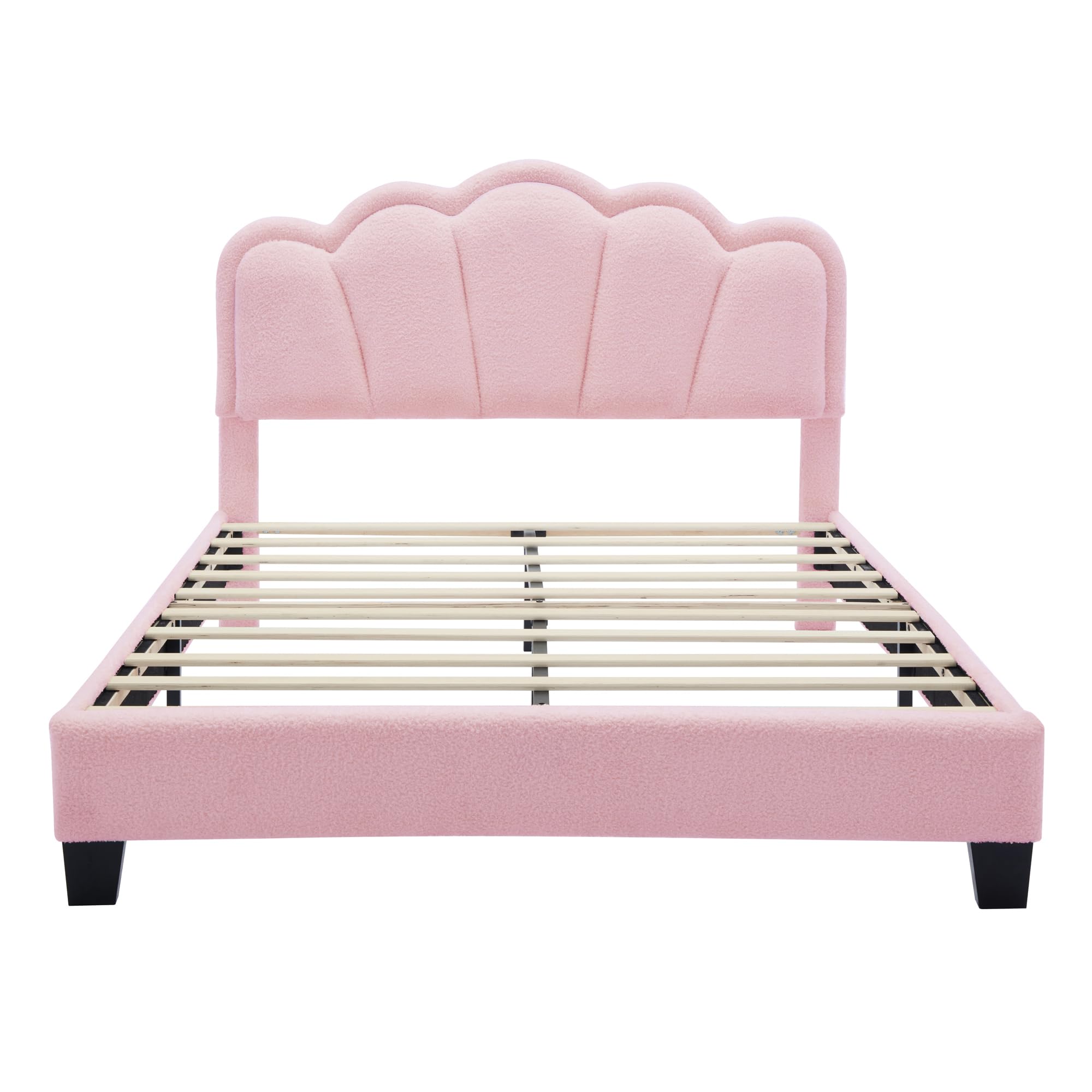 SOFTSEA Full Size Upholstered Platform Bed with LED Lights & Storage Ottoman - 2 Piece Pink Bedroom Furniture Set for Girls, Teens & Adults | Modern Bed Frame with Underbed Storage & Nightstand Alternative | Perfect for Small Spaces, Dorm Rooms & Master Bedrooms