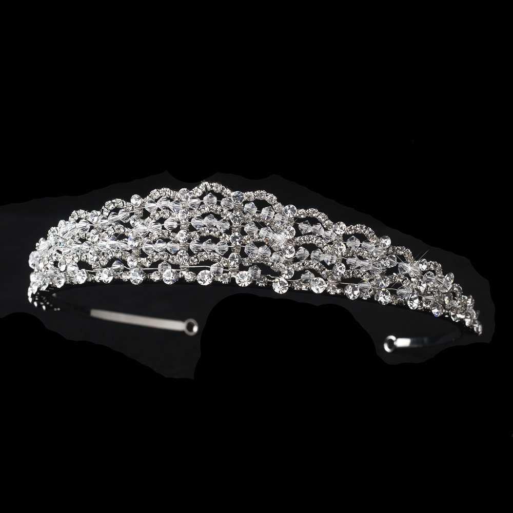 Antique Silver Crystal Wedding Tiara for Bride – Elegant Bridal Crown for Ceremony, Reception & Special Occasions