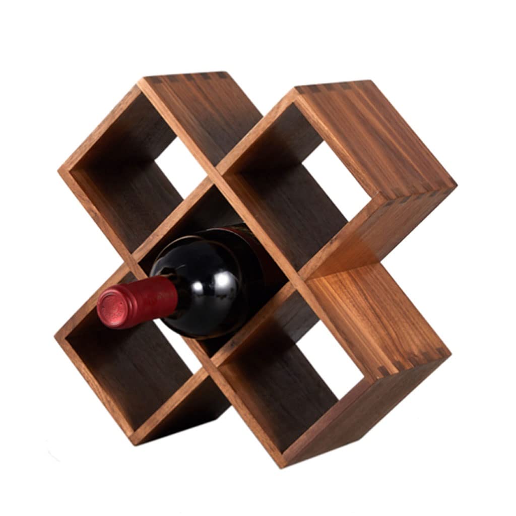 Premium Black Walnut Wood Wine Rack - 12 Bottle Capacity Wine Storage Cabinet with Decorative Display Stand | Perfect for Home Bar, Kitchen, Dining Room & Wine Cellar Organization