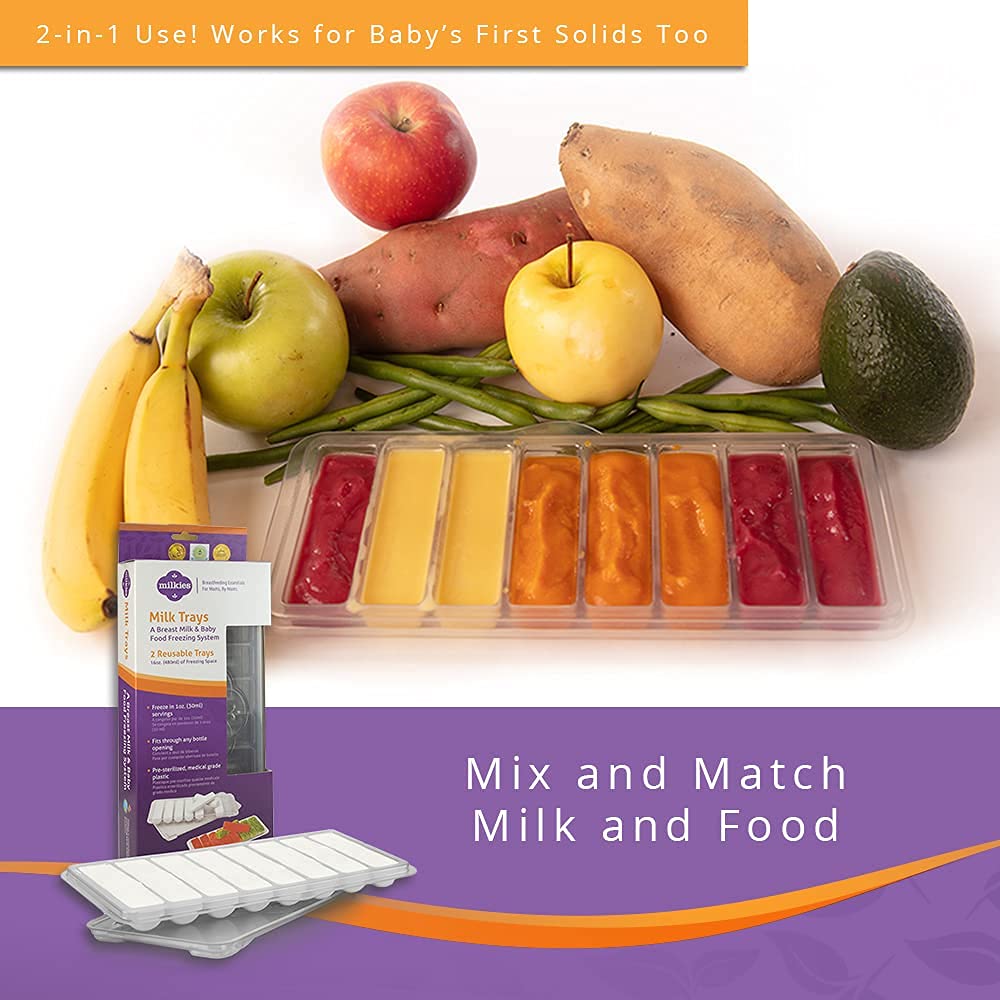 Fairhaven Health Milk Tray with Lid - BPA Free Breastmilk Storage Containers, 1oz Sticks (Set of 2) | Reusable Silicone-Free Freezer Organizer for Breast Milk & Baby Food | Perfect for Busy Moms & Breastfeeding Organization