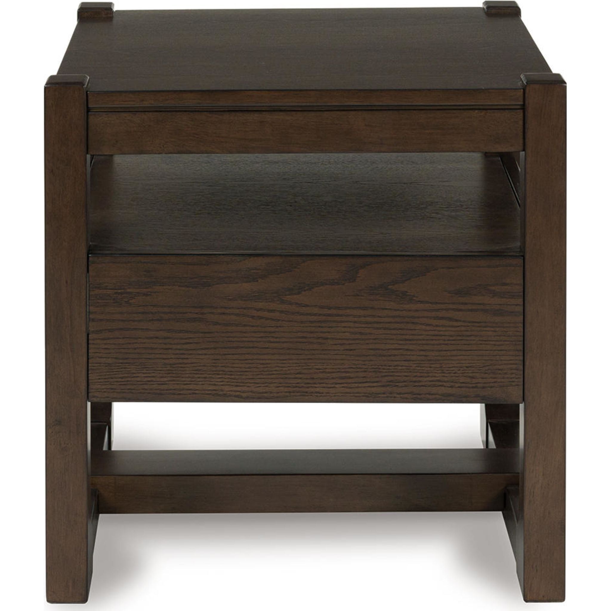 Breckington End Table - Dark Brown Wood Nightstand for Living Room, Bedroom & Office - Stylish Side Table with Storage Shelf