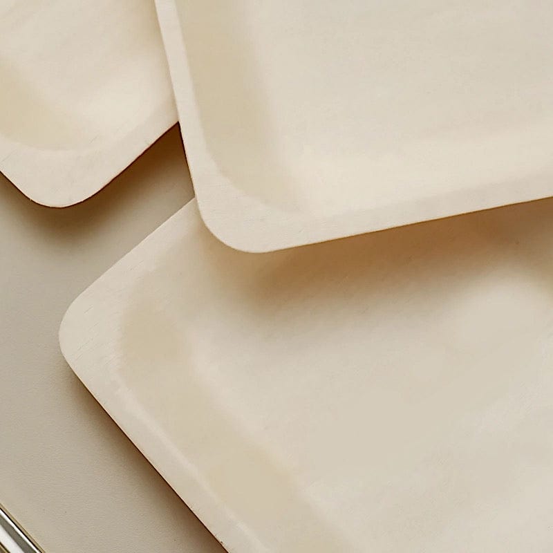 25-Piece Natural Birch Wood Square Plates - Eco-Friendly Disposable Tableware for Parties, Picnics & Events