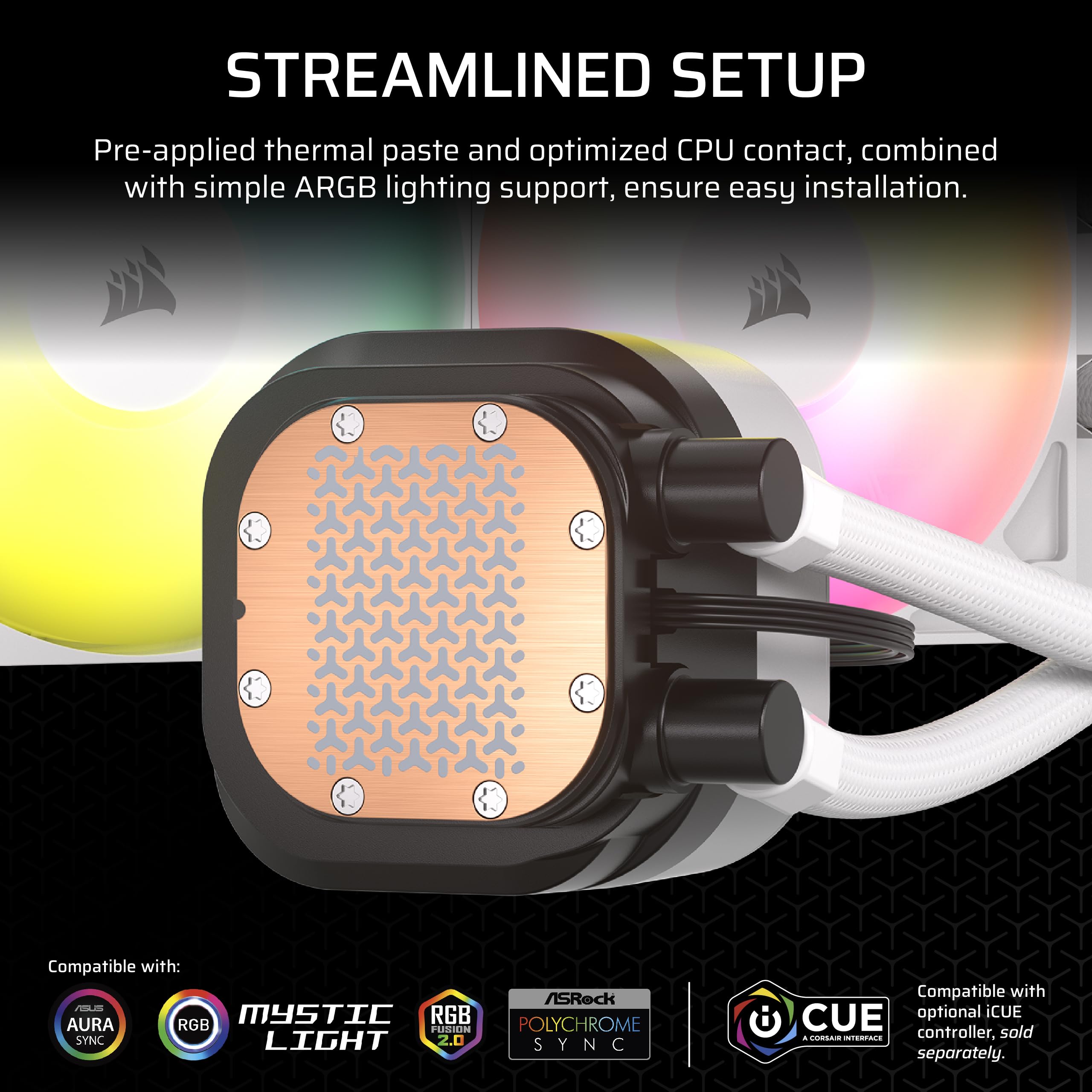 CORSAIR Nautilus 360 RS ARGB Liquid CPU Cooler - 360mm AIO RGB Water Cooling System with Low-Noise Pump & 3x RS120 ARGB Fans - Compatible with Intel LGA 1851/1700 & AMD AM5/AM4 - White - Perfect for Gaming PCs, Workstations, and High-Performance Cooling Solutions