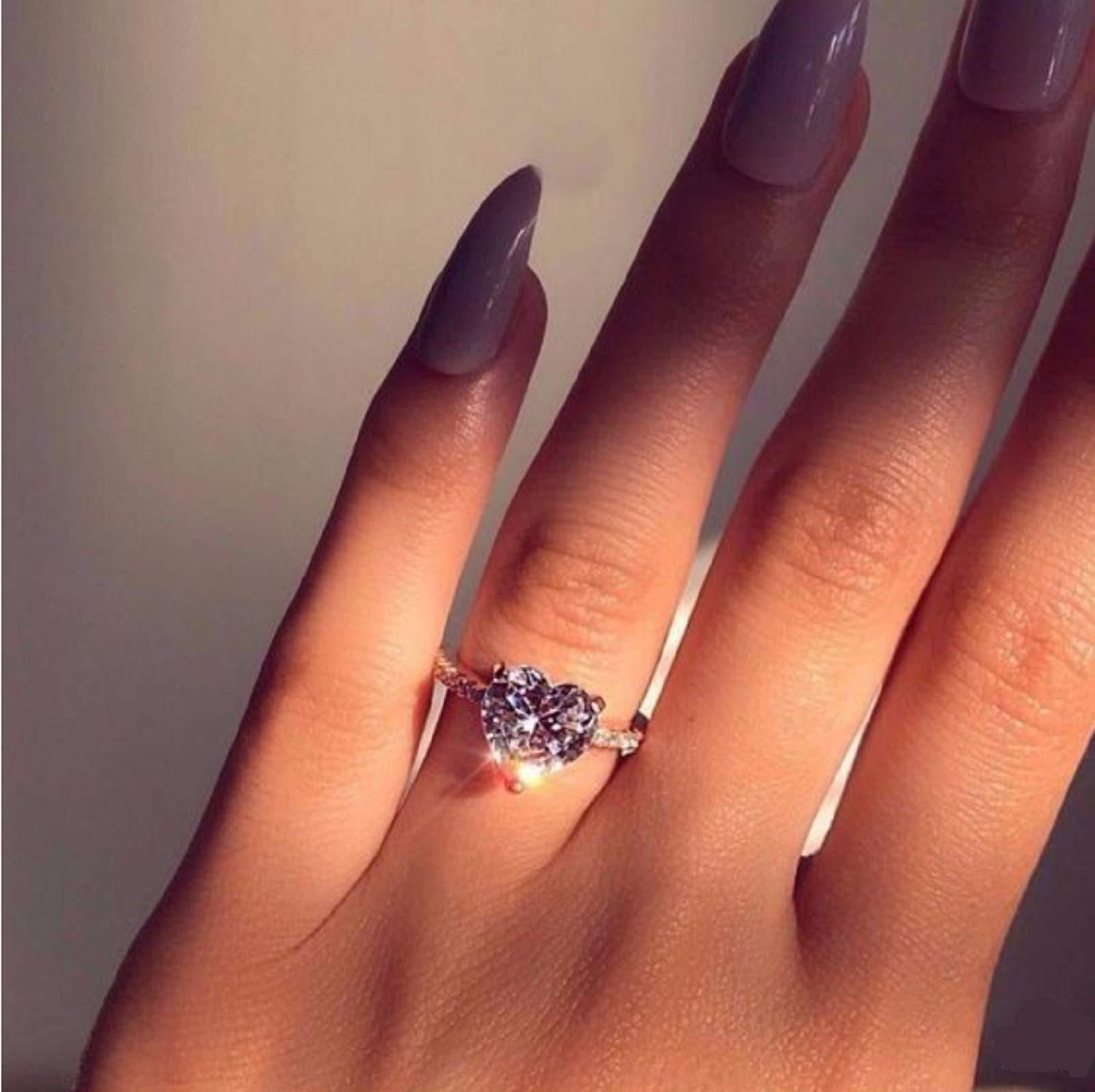 S925 Silver Heart-Shaped Simulated Diamond Wedding Ring for Women - Bridal Engagement Jewelry, Size 6-10 (7#) - Perfect for Proposals, Anniversaries & Special Occasions