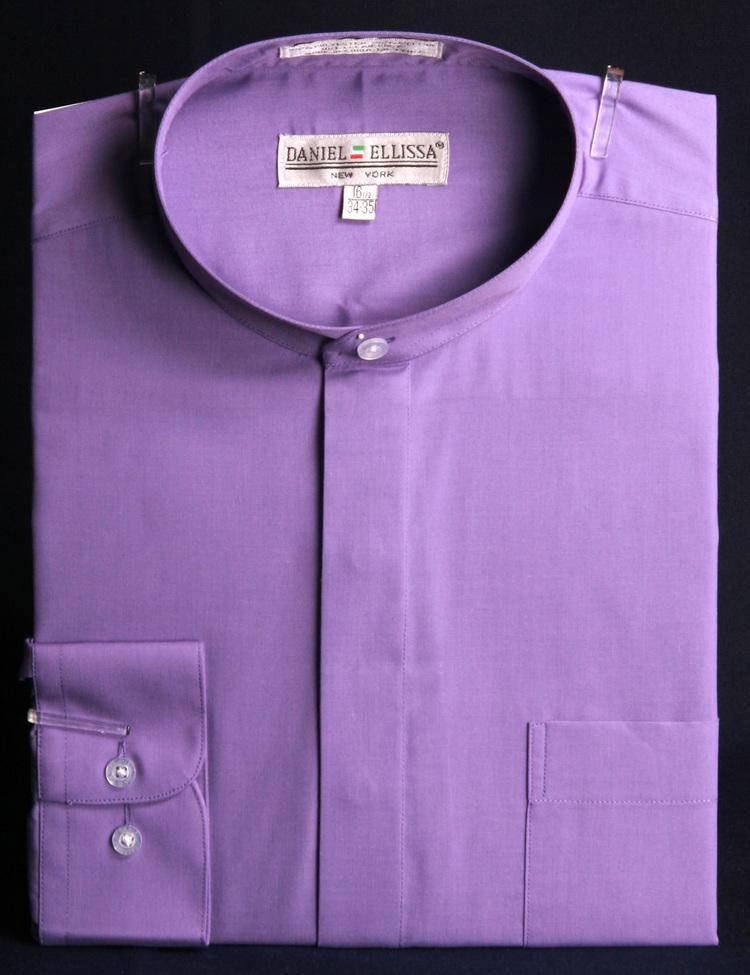 Premium Banded Collar Dress Shirt for Men - Soft Lavender Formal Shirt - Office Wear, Business Attire & Special Occasions