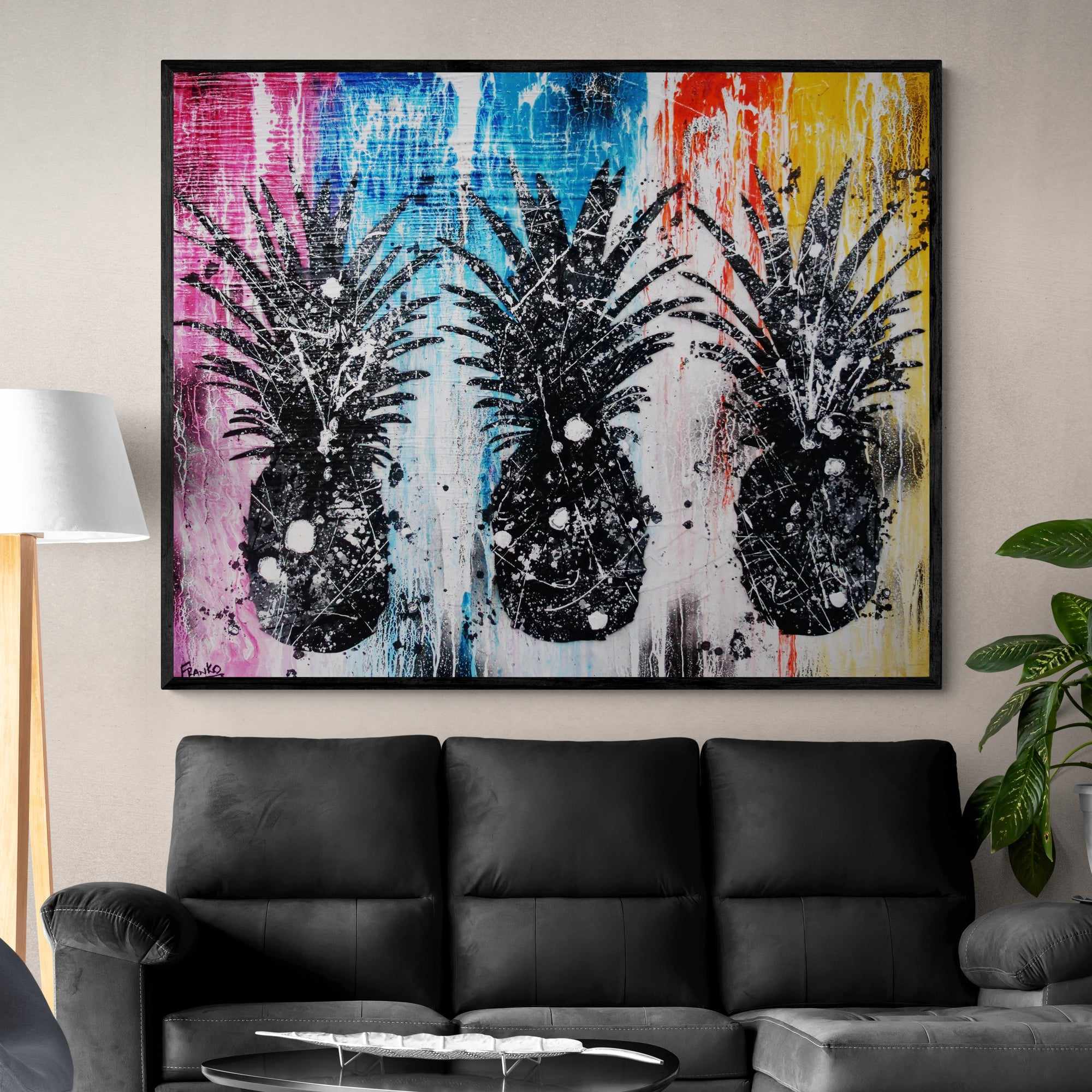 120cm x 150cm Pineapple Textured Urban Pop Art Canvas Painting - Modern Home Decor for Living Room, Bedroom & Office Wall Art