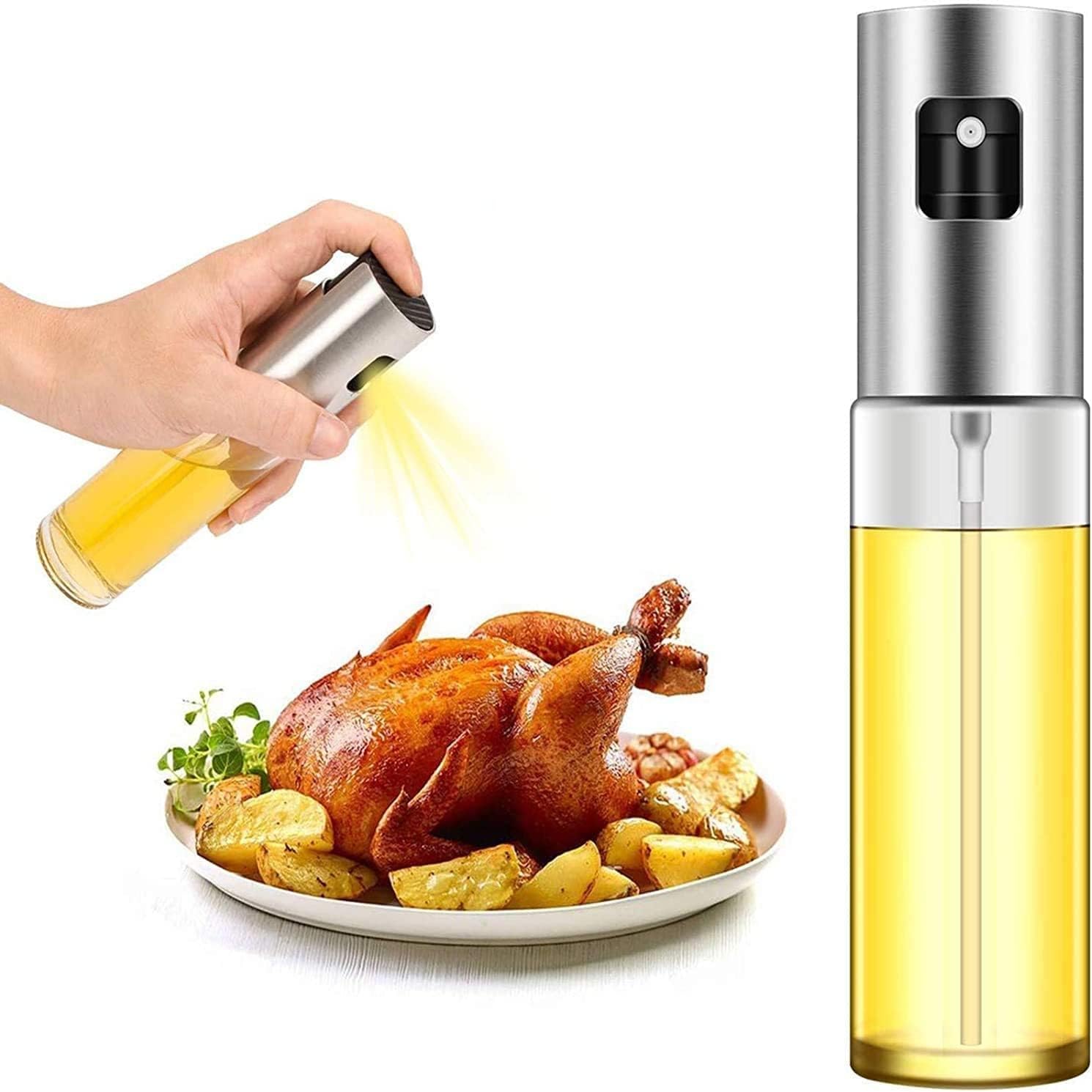 Premium 120ml Food-Grade Olive Oil Sprayer Bottle - Kitchen Oil Mister Dispenser for Healthy Cooking | Perfect for Air Fryer, BBQ, Baking & Salad Dressing | BPA-Free Portable Oil Spritzer