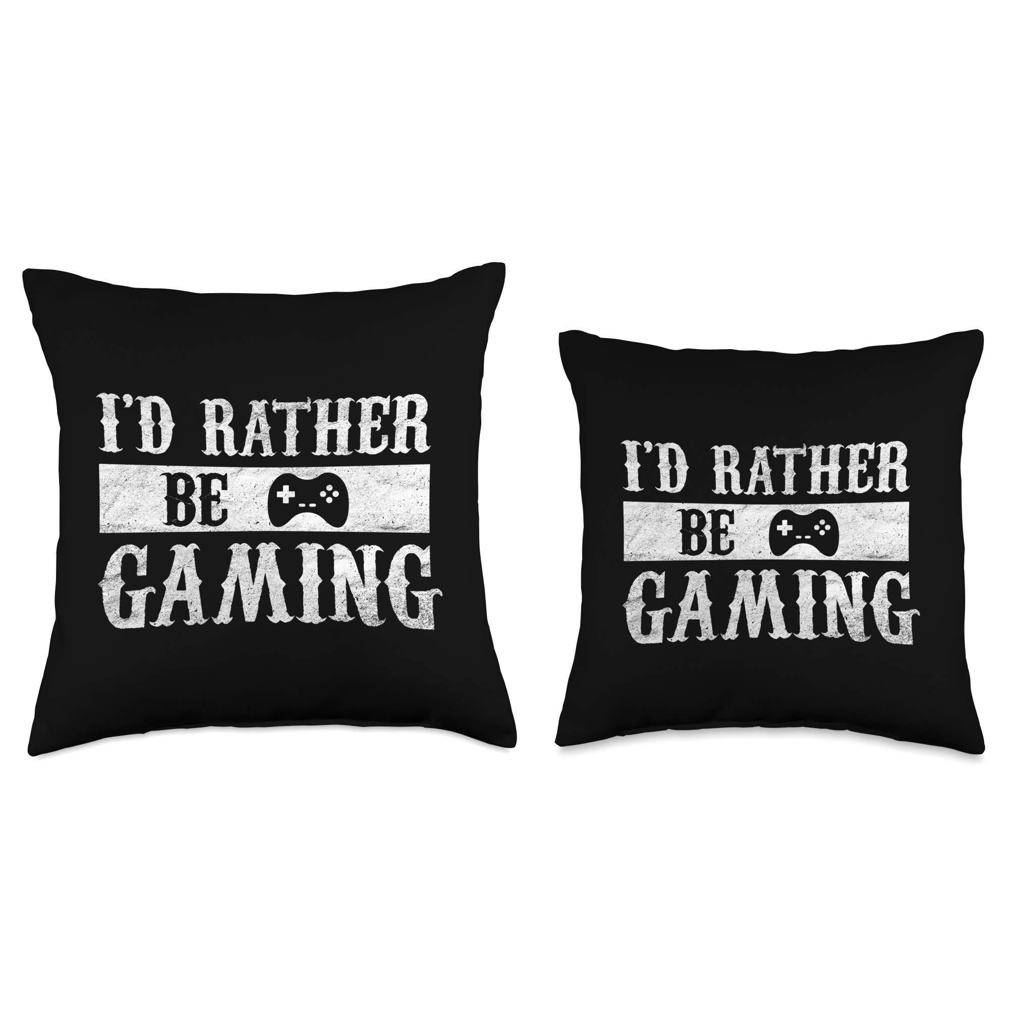 Funny Gaming Throw Pillow - 'I'd Rather Be Gaming' Sarcastic Gamer Decor for Bedroom, Couch & Game Room - Perfect Gift for Video Game Lovers