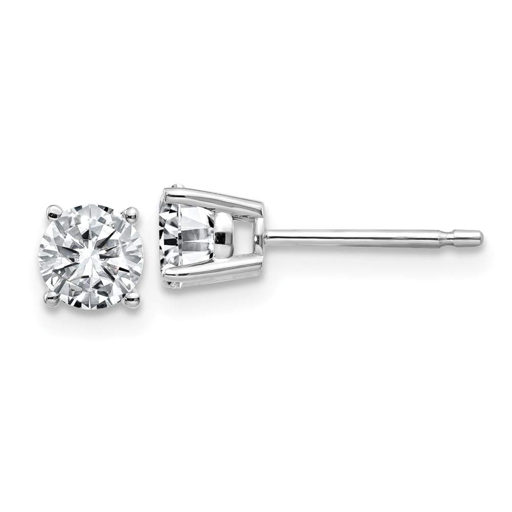 14K White Gold 1.25ct Round Moissanite Stud Earrings for Women - 5.5mm 4-Prong Basket Setting - Perfect for Weddings, Anniversaries & Special Occasions