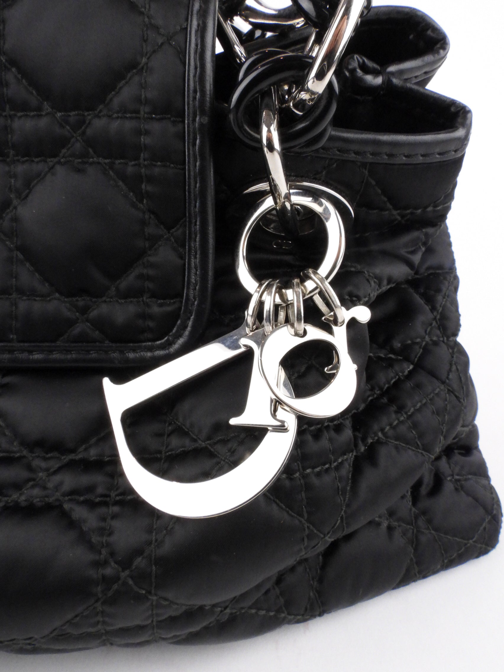 Christian Dior 2009 Black Cannage Quilted Fabric Tote Bag - Luxury Designer Handbag for Women, Perfect for Work, Travel & Everyday Use
