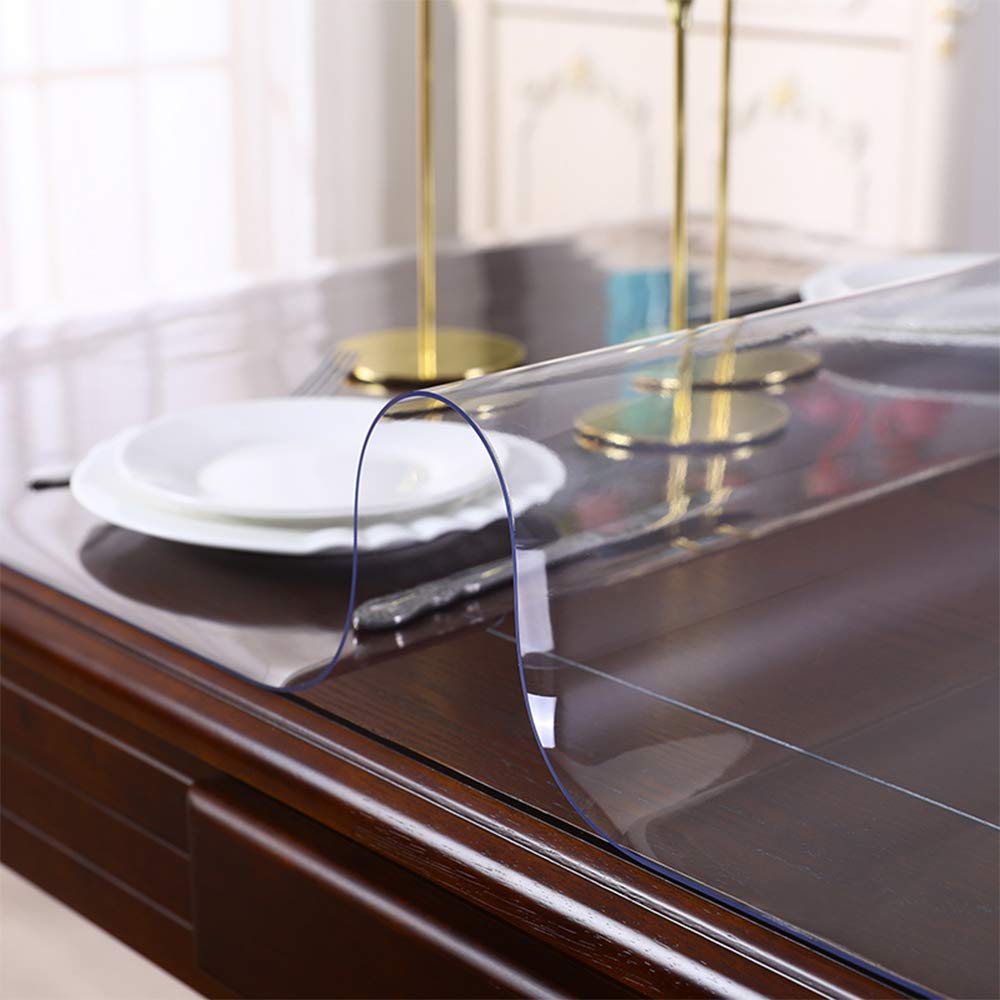 Clear PVC Table Cover Protector - 30 x 48 Inch, 1.5mm Thick Waterproof Plastic Table Pad for Coffee Table, Writing Desk, Dresser, Dining Table, Kids Desk & TV Stand - Non-Slip Vinyl Table Mat for Home, Office & School Use