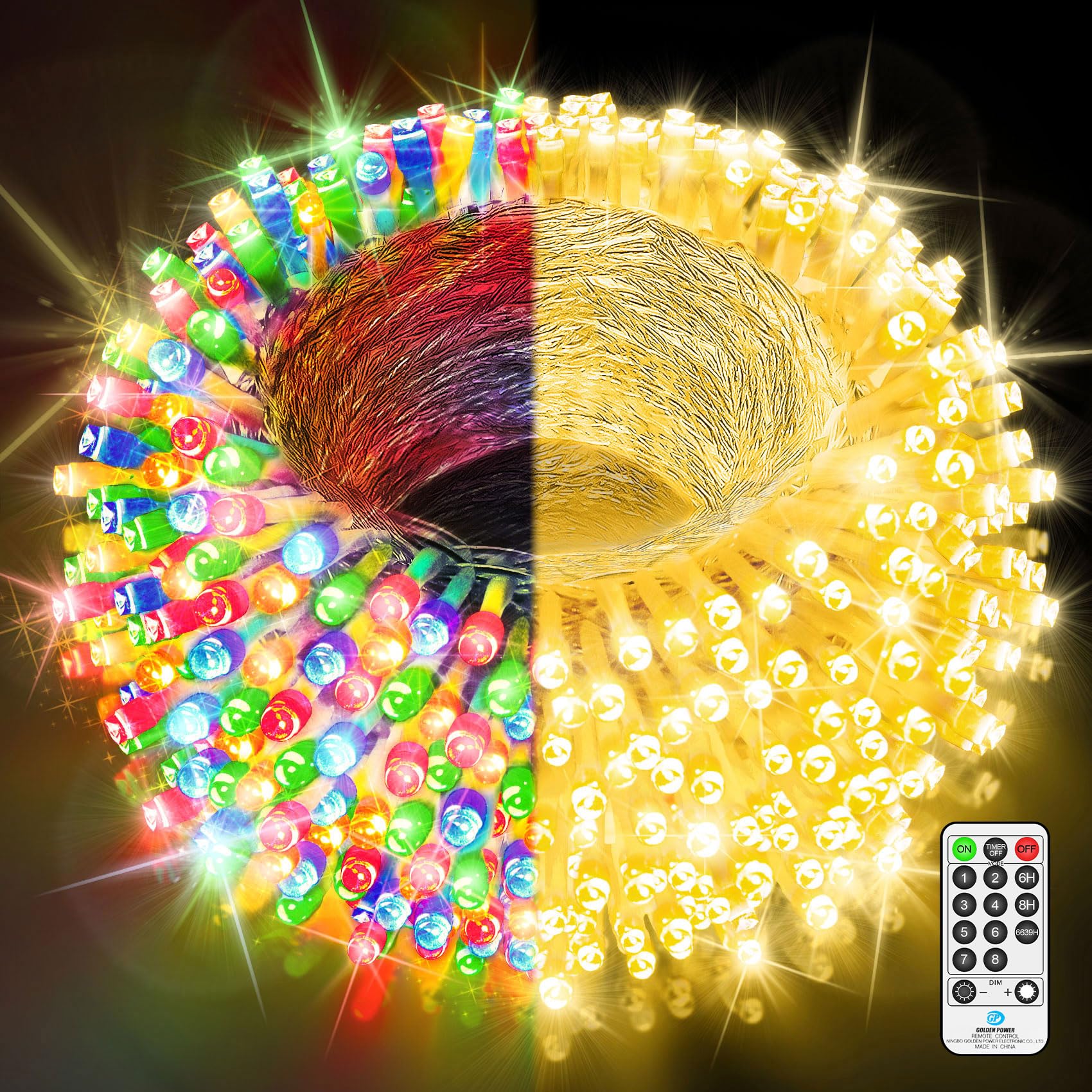 328 FT 720 LED String Lights Outdoor Christmas Decor - Color Changing Fairy Lights with 11 Modes & Timer for House, Yard, Tree, Party, Wedding, Holiday (Warm White to Multicolor) - Perfect for Garden, Patio, and Indoor Festive Decorations