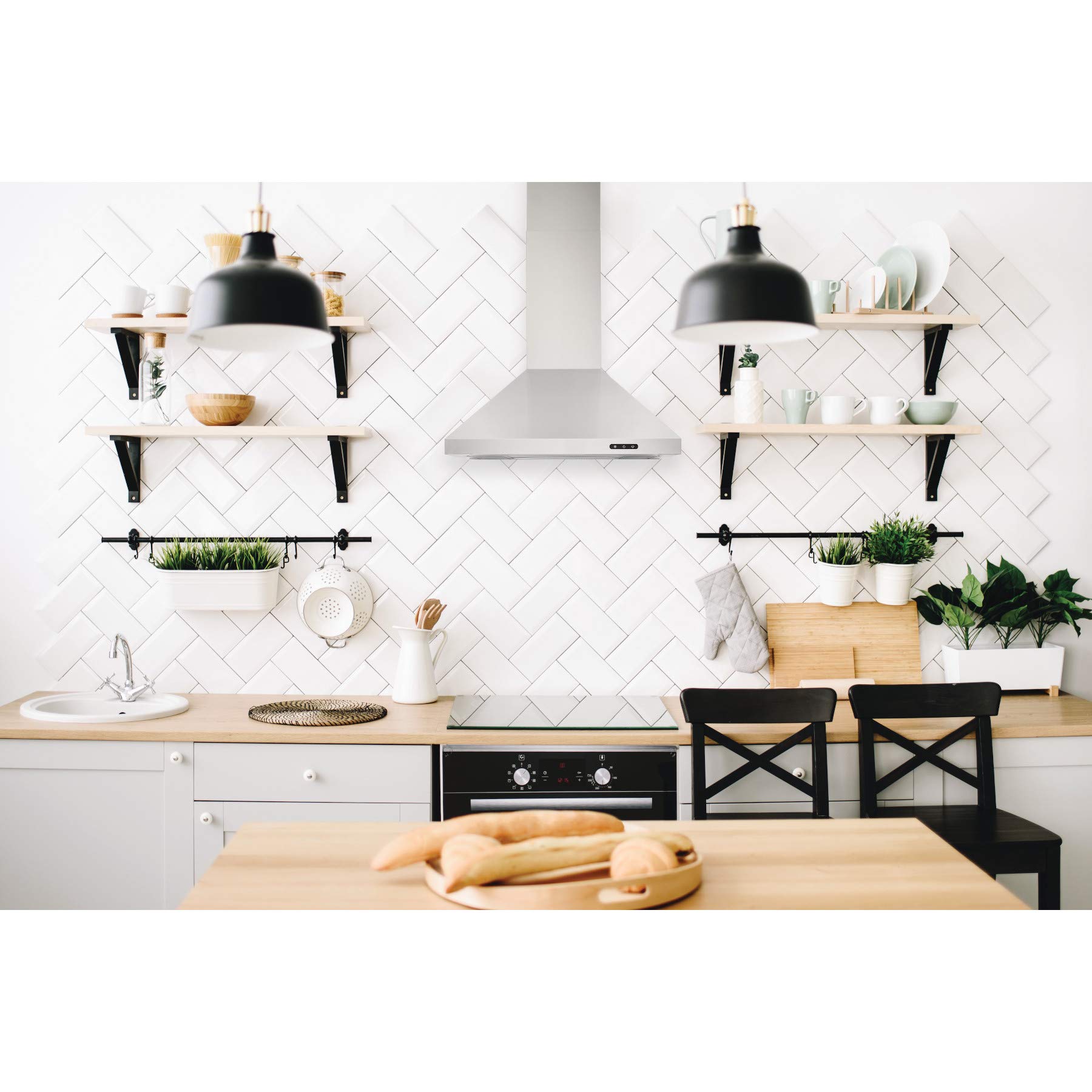 Broan-NuTone EW4824SS 24-Inch Stainless Steel Wall-Mount Range Hood with LED Lights & 400 CFM - Perfect for Kitchen Ventilation Over Stove