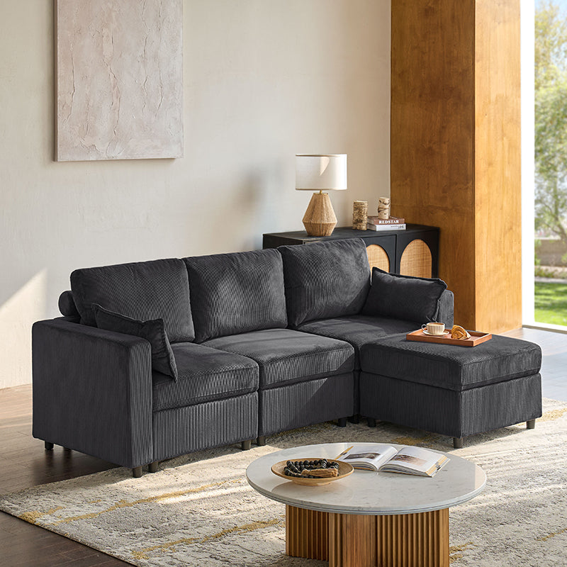Amando Soft Storage Sectional Sofa - Modern L-Shaped Couch with Hidden Storage | Perfect for Small Spaces, Living Room & Apartment | Comfortable & Stylish Home Furniture