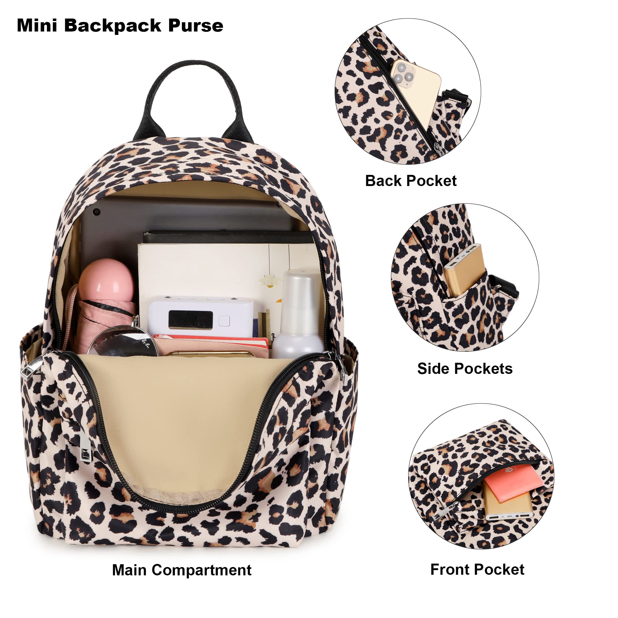 Leopard Print Mini Backpack for Women & Girls - Small Cute Backpack Purse for School, Travel, Work & Daily Use | Perfect for Teens, Adults & Kids