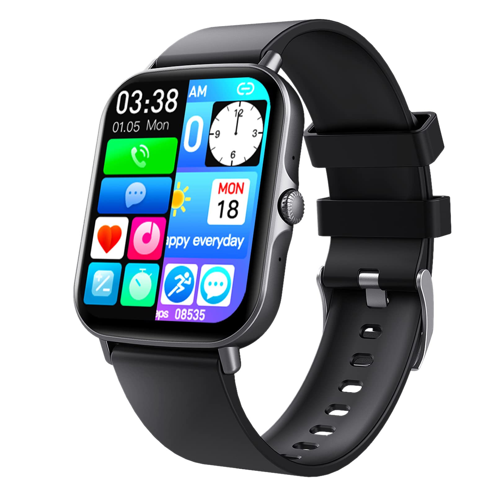 Bluetooth Smart Watch with Call Function, Custom Dial, Fitness Tracker, Full Touch Screen, Heart Rate & Blood Pressure Monitor for Men & Women - Perfect for Workouts, Running & Daily Health Tracking