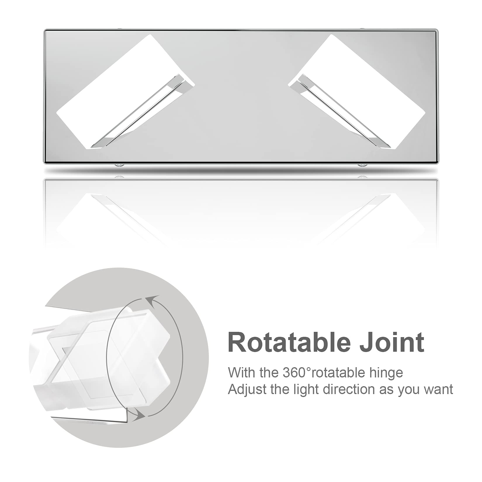 Ralbay Modern 2-Light LED Vanity Light - Acrylic & Stainless Steel Bathroom Lighting Fixture, 6000K Cool White for Makeup Mirror & Dressing Area