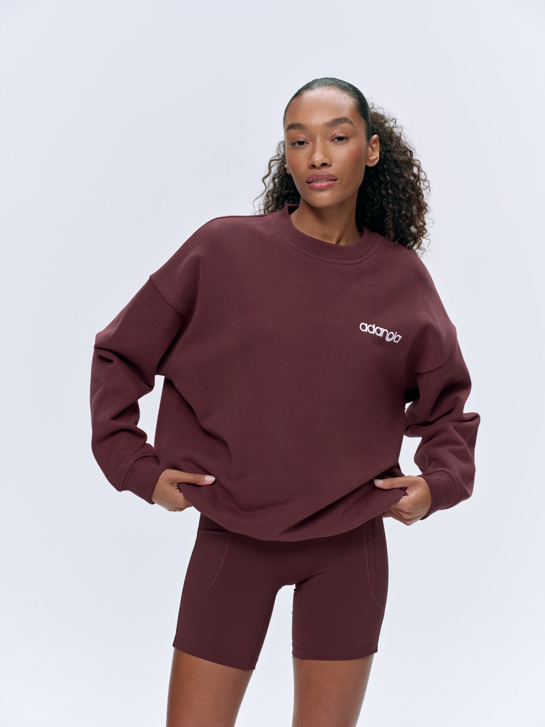 Oversized Motion Sweatshirt - Burgundy & White | Cozy Pullover for Women & Men | Perfect for Casual Wear, Lounge & Street Style