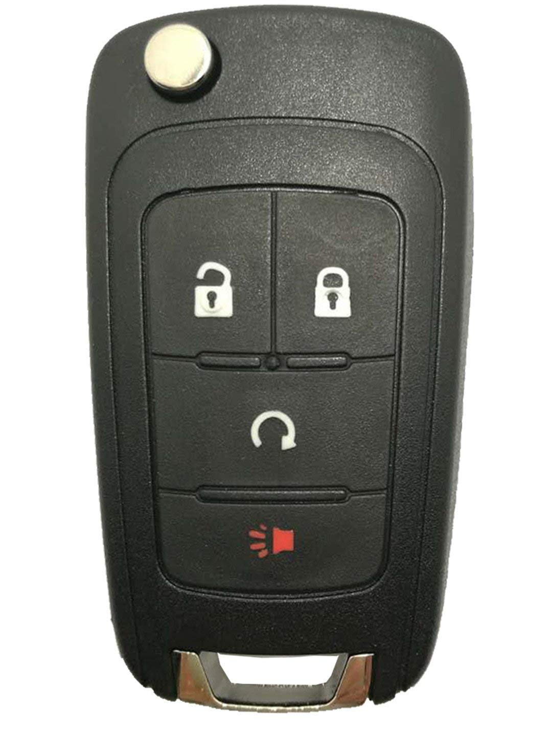 GMC Chevy Key Fob Cover Replacement - 4 Buttons Flip Folding Smart Car Key Shell Case for Equinox, Sonic, Trax, Terrain with Uncut Blank Blade | Durable Protection & Easy Installation for Daily Use