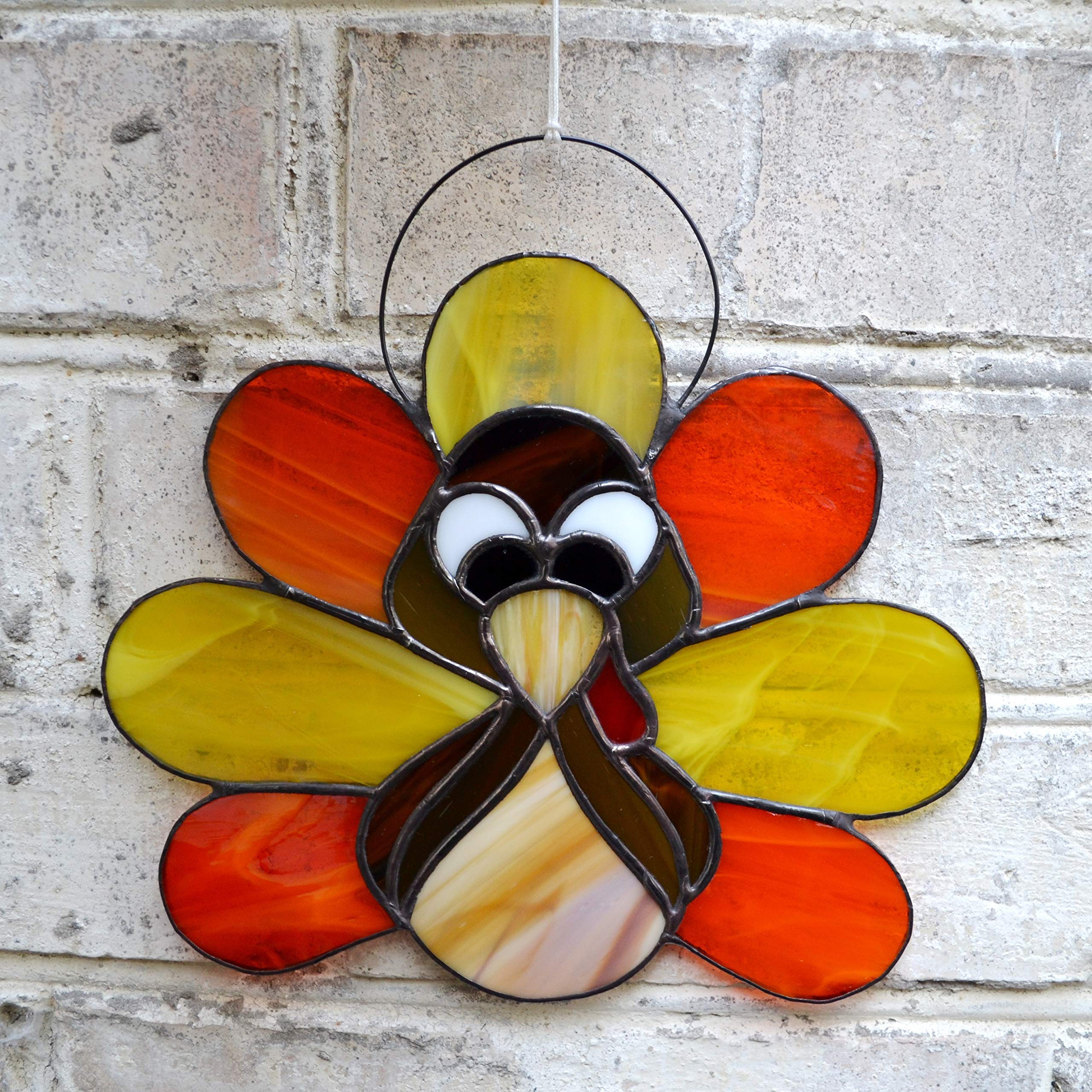 Thanksgiving Turkey Stained Glass Suncatcher - Handmade Window Hanging Decor & Wall Art for Holiday Home Decoration | Perfect for Thanksgiving Decor, Christmas Ornaments, and Seasonal Gift Ideas