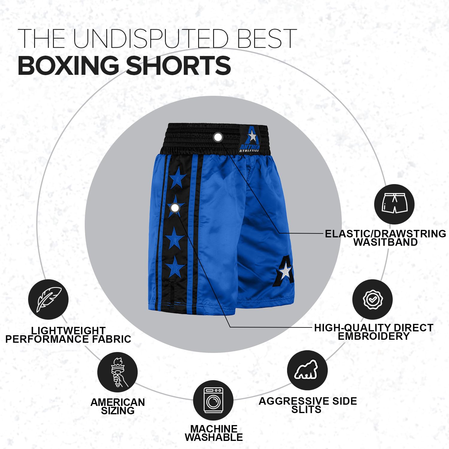 Anthem Athletics Classic Boxing Shorts - Breathable & Machine Washable Boxing Trunks for Men & Women | Perfect for Training, Sparring & MMA Workouts