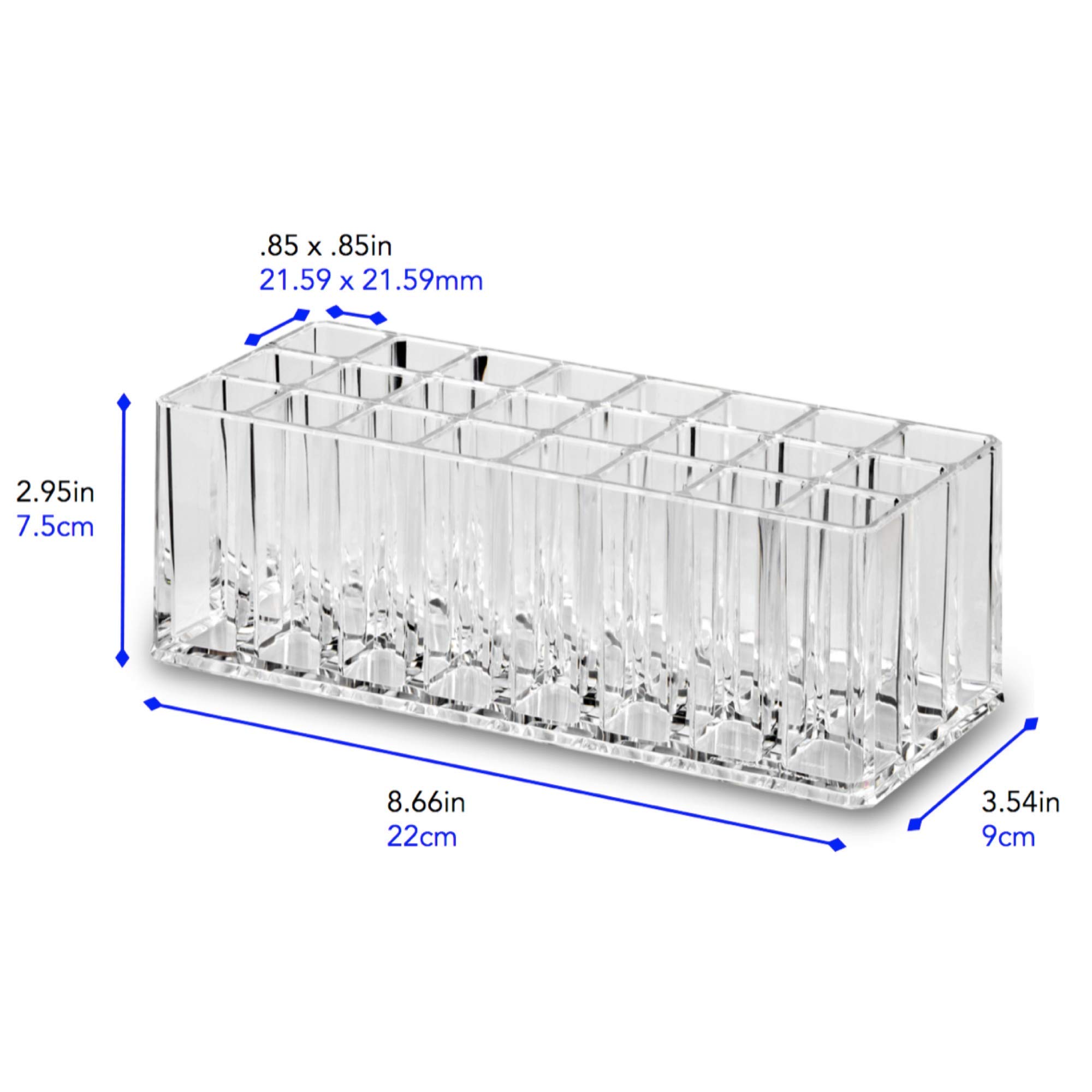 BY ALEGORY Acrylic Lip Gloss Organizer - 24 Slot Makeup Storage Case for Lipsticks & Gloss Tubes | Refillable Beauty Display Container | Perfect for Vanity, Salon, or Travel Organization (2-Pack)