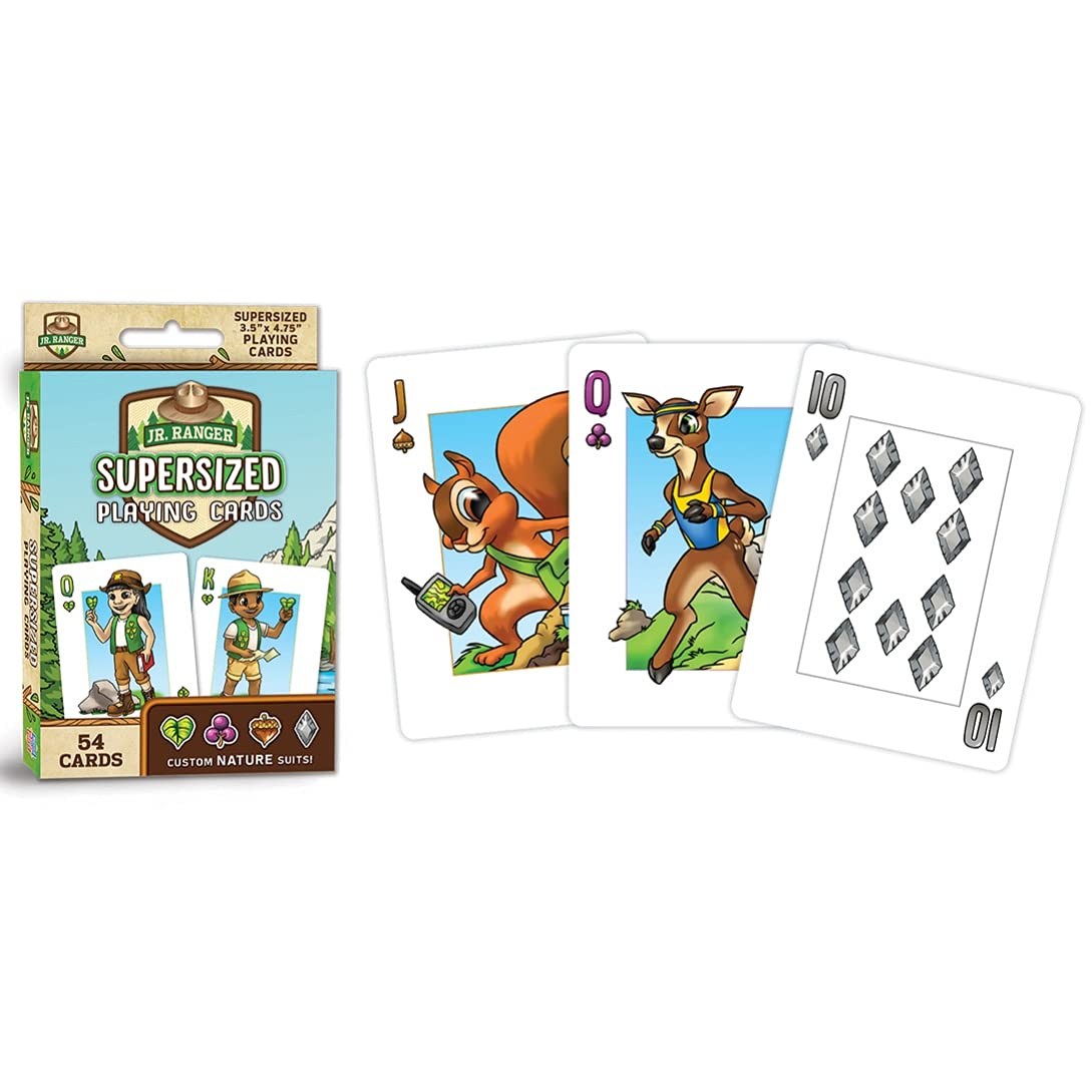 MasterPieces Licensed Kids Games - Jr Ranger - Supersized Playing Cards for Family Fun, Educational Games for Children Ages 4-8 | Perfect for Road Trips, Camping & Indoor Playtime