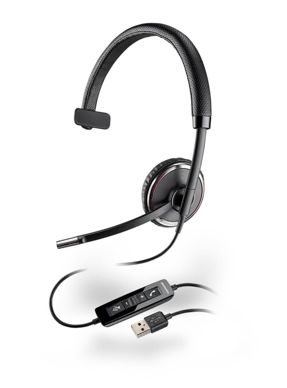 Plantronics 88860-02 Wired Headset with Noise-Canceling Mic - Black Office Headphones for Call Center, Customer Service & Remote Work