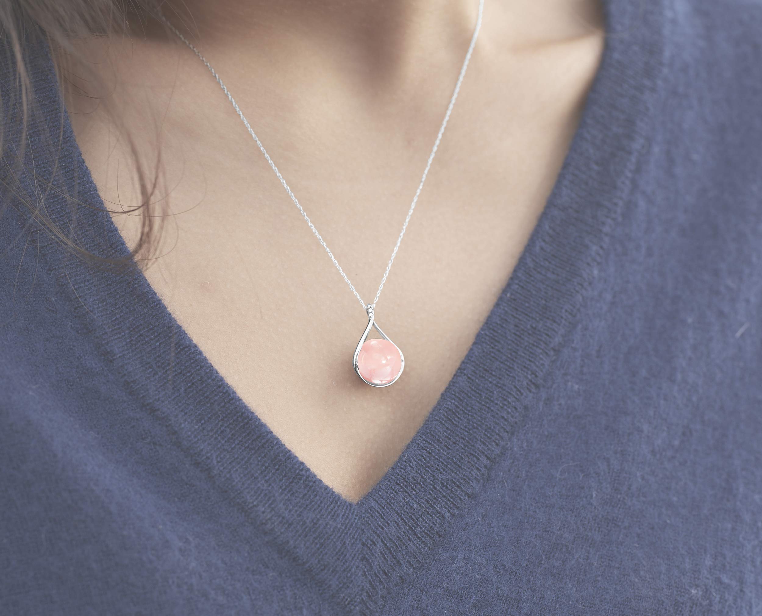 Majade Rose Quartz Necklace - 14K White Gold Pink Gemstone Pendant, Handmade Minimalist October Birthstone Jewelry for Women - Perfect for Daily Wear, Gifts & Special Occasions