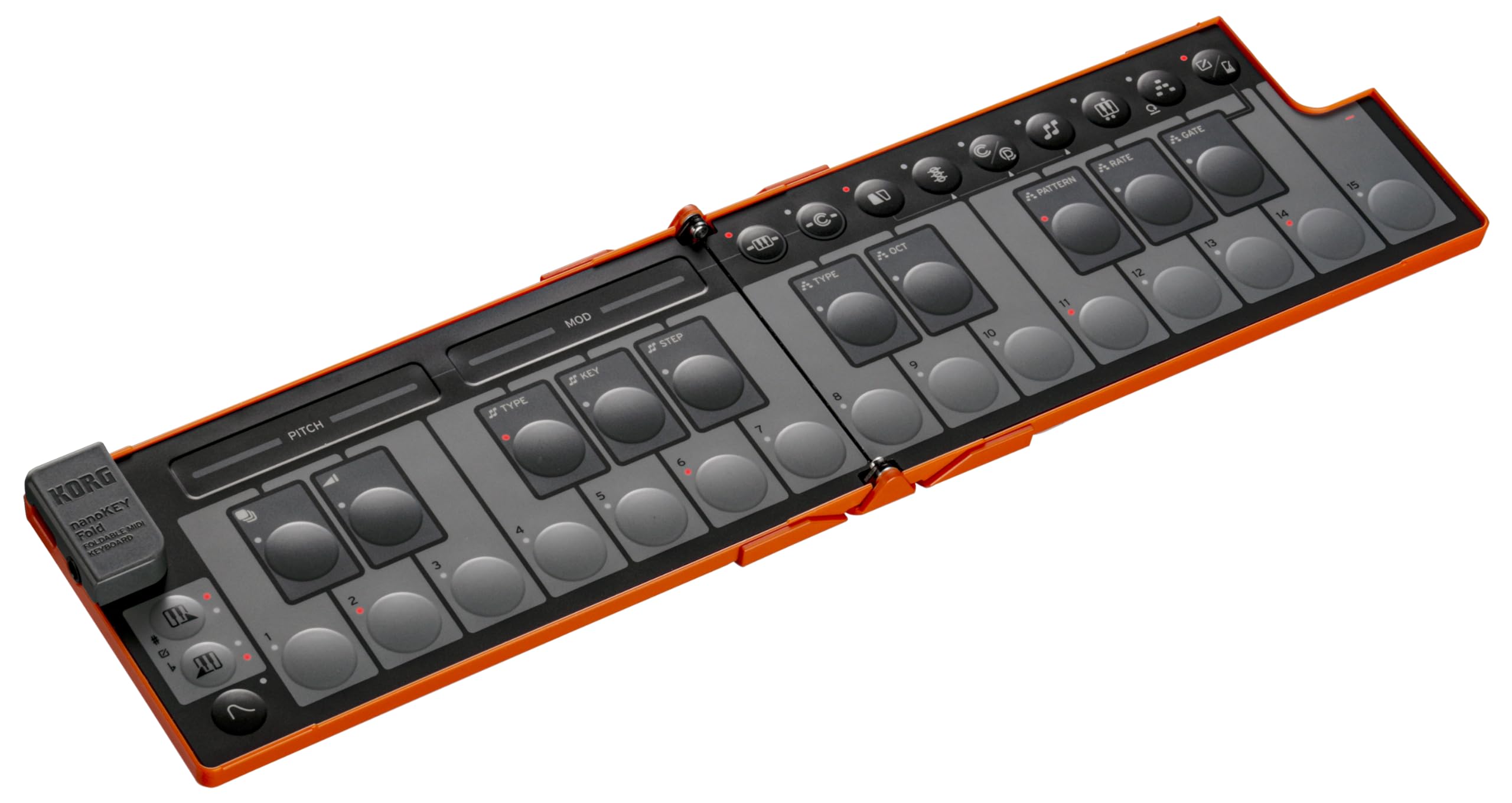 Korg nanoKEY Fold 25-Key Foldable MIDI Keyboard Controller with USB-C & TRS-MIDI - Portable Music Production for Home Studio, Travel & Live Performances (Lava Orange)