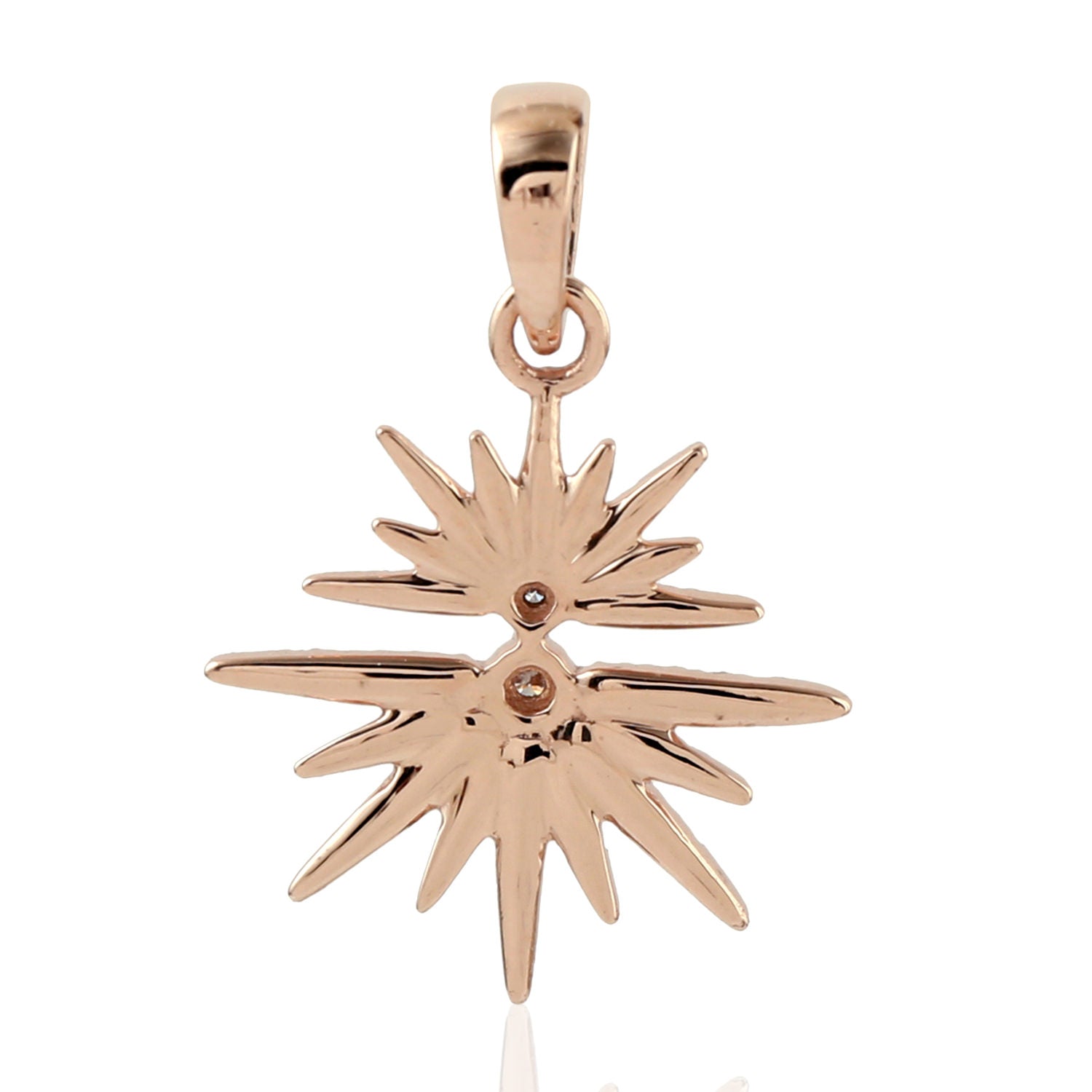 14K Rose Gold Micro Pave Diamond Sunburst Pendant Necklace - Handmade Jewelry for Women, Gift for Her, Birthday, Anniversary & Special Occasions