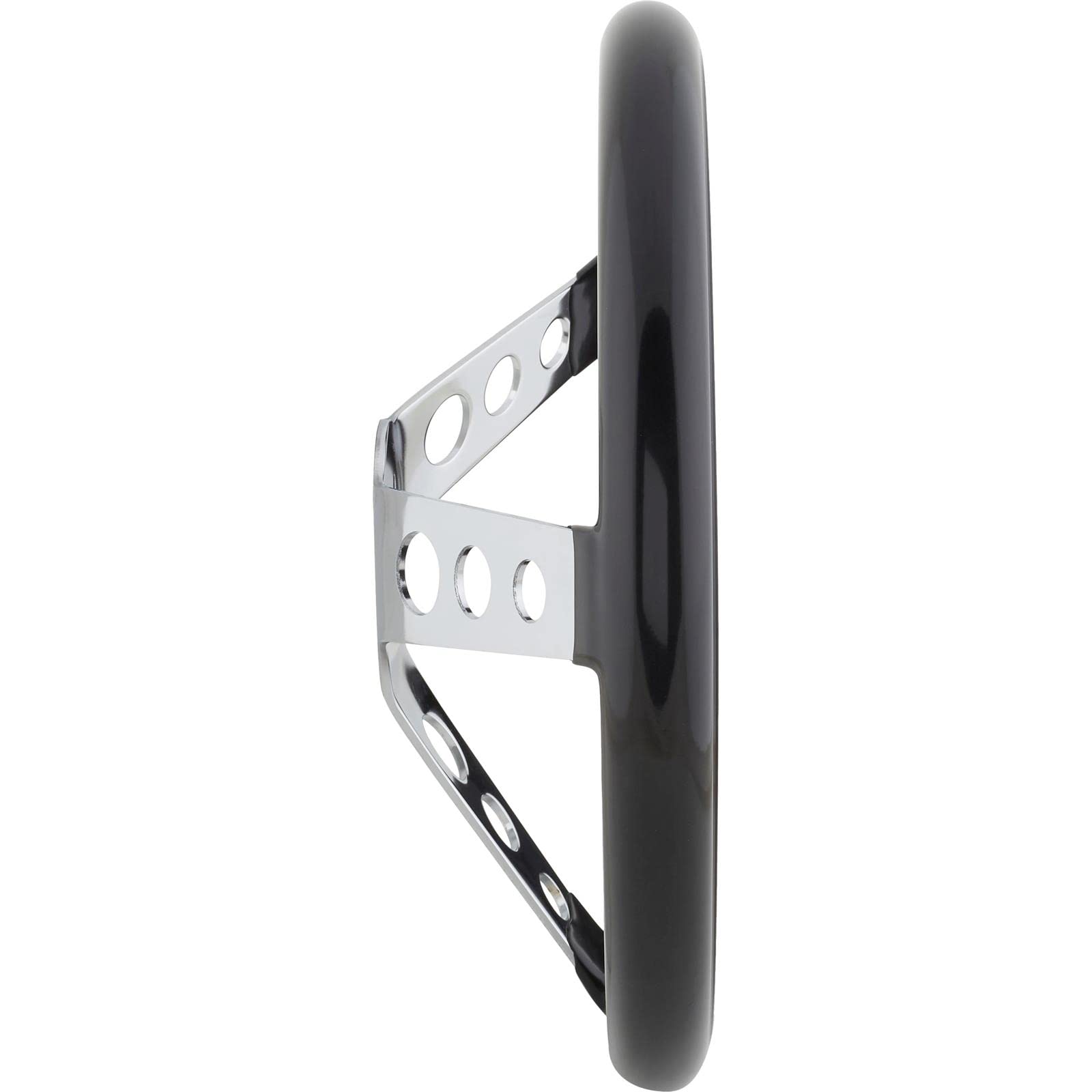 Speedway Classic 12 Inch Black Steering Wheel - Smooth Cushion Grip, Chrome Spokes & Cap, 3-Bolt Mount | Durable Steel Construction | Compatible with Horn Button Retainer | Perfect for Vintage Cars, Hot Rods & Racing Vehicles