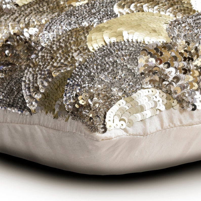 Luxury Altimo Silver & Gold Silk Throw Pillow Cover - Elegant Home Decor for Sofa, Bed, Living Room & Office