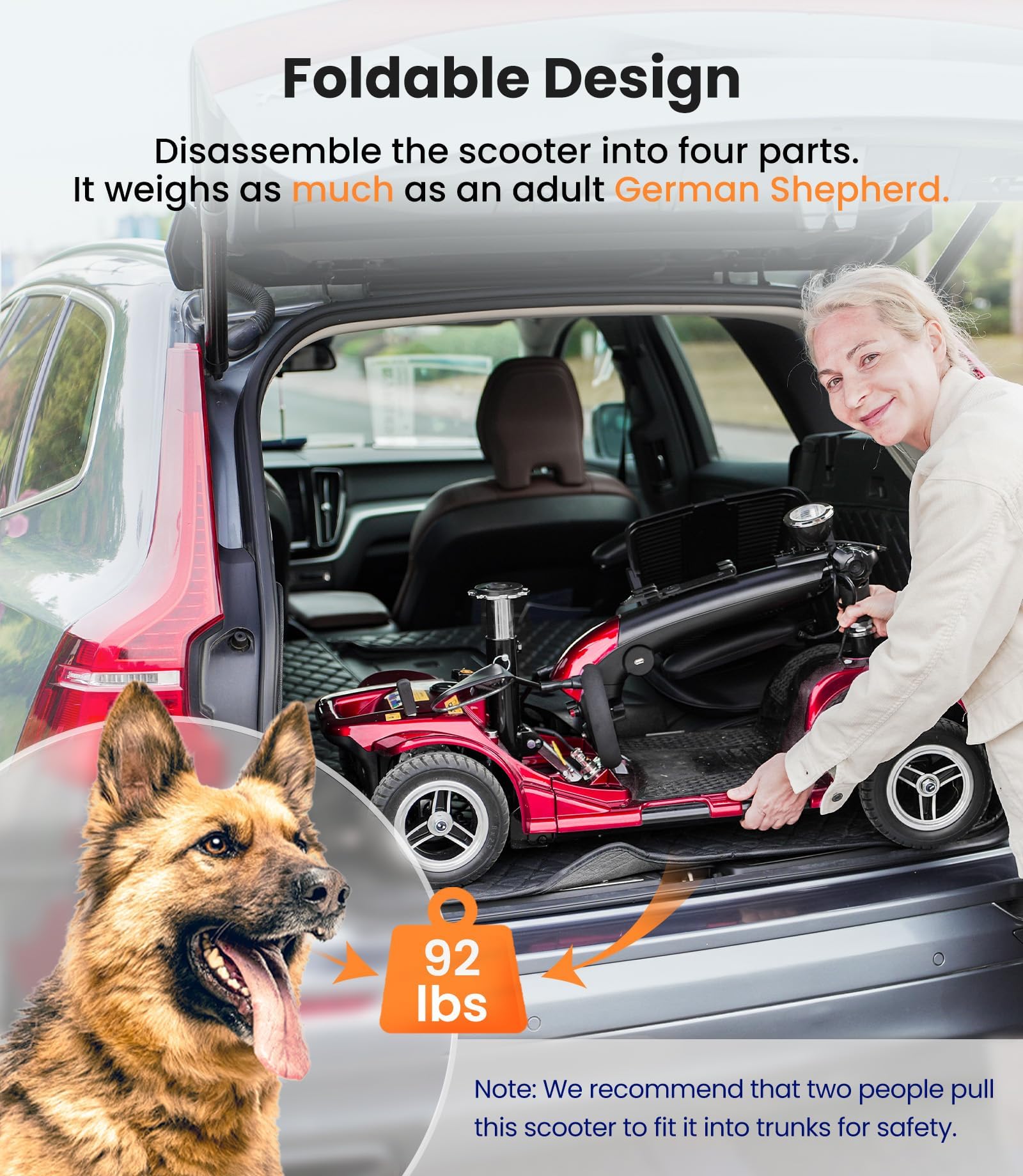 Best Foldable 4-Wheel Mobility Scooter for Seniors & Adults - Electric Powered Handicap Scooter with Comfort Seat | Indoor & Outdoor Use for Shopping, Travel & Daily Mobility