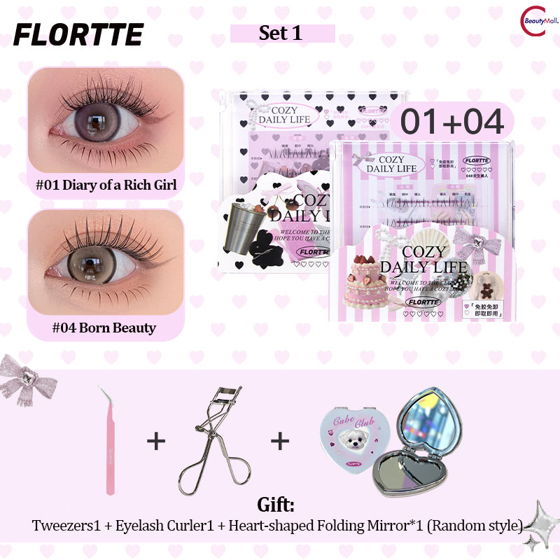 FLORTTE Debutante Diary Series Glue-Free False Eyelashes Natural Look 3D Volume Lashes for Daily Wear & Special Occasions