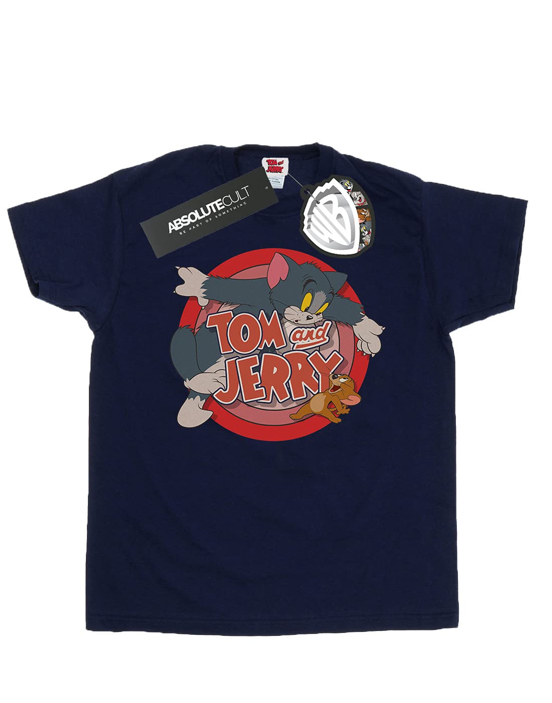 TOM and JERRY Boys Classic Cartoon Print T-Shirt - Navy Blue Short Sleeve Cotton Tee for Kids 7-8 Years | Casual Wear, Birthday Gifts, Cartoon Lovers Outfit