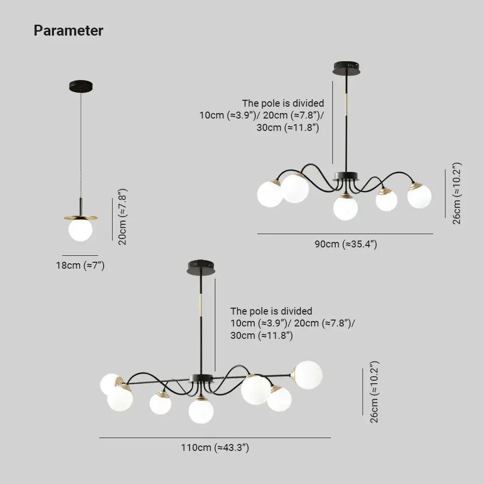 Modern Black Sphere Chandelier for Living Room - Sleek Minimalist Ceiling Light Fixture - Perfect for Dining Areas, Bedrooms & Home Decor