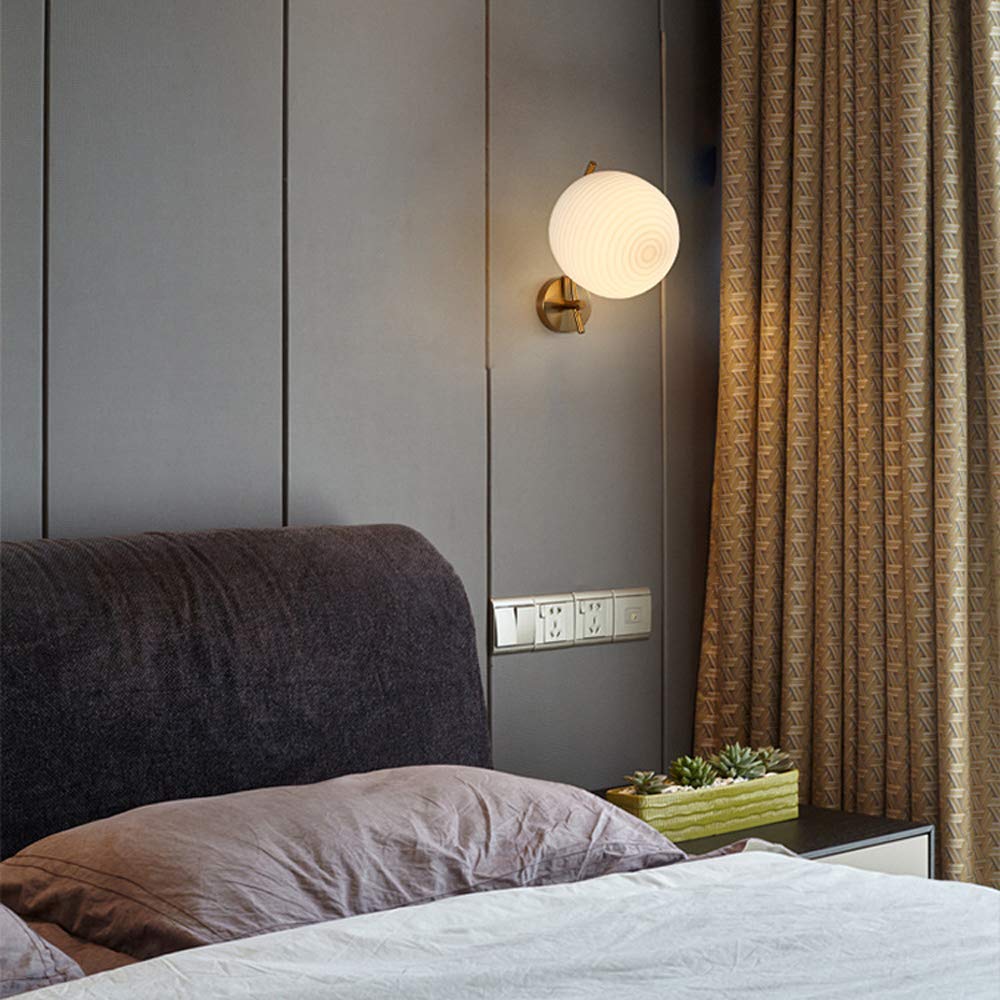 Modern Nordic E27 Glass Wall Sconce - Industrial Loft Style Iron Wall Light Fixture for Indoor Decor - Perfect for Bedroom, Living Room, Dining Room & Hallway Lighting