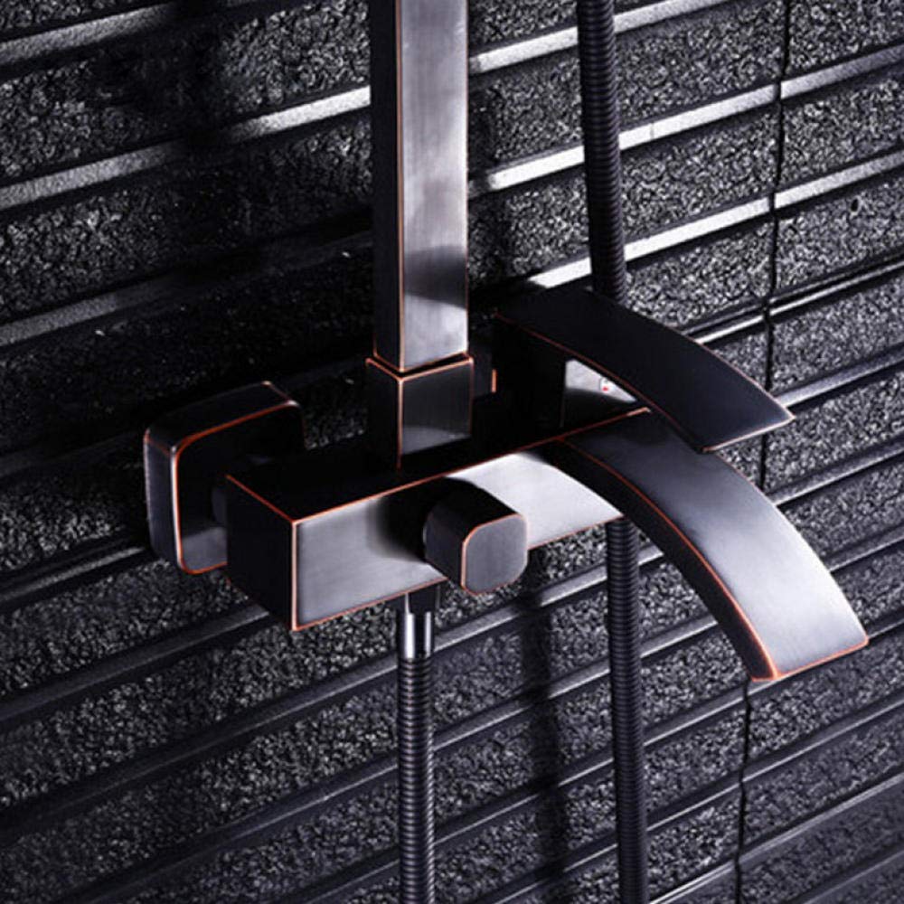 Premium Bronze Rainfall Shower Head Set - Wall Mounted Single Handle Bathroom Faucet with Oil-Rubbed Finish & ABS Handheld Shower - Perfect for Spa-Like Relaxation and Modern Bathroom Upgrades