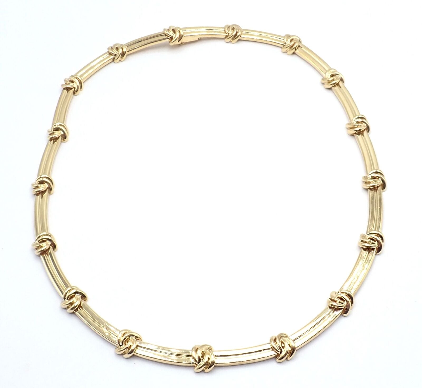 Authentic Vintage Tiffany & Co 18k Yellow Gold Knot Link Necklace - Elegant Jewelry for Women, Perfect Gift for Anniversary, Valentine's Day & Special Occasions