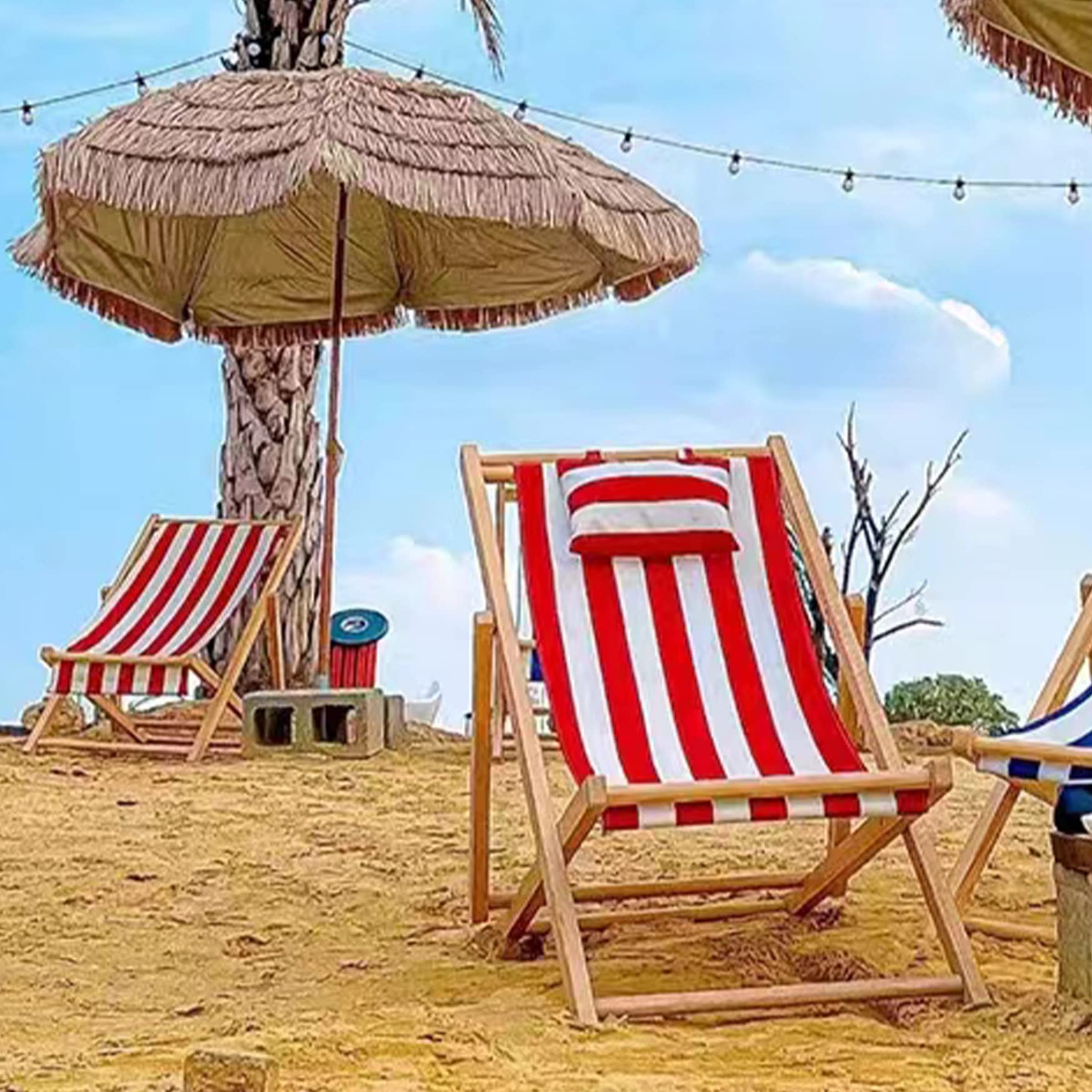 Red & White Deck Chair Fabric Replacement 45