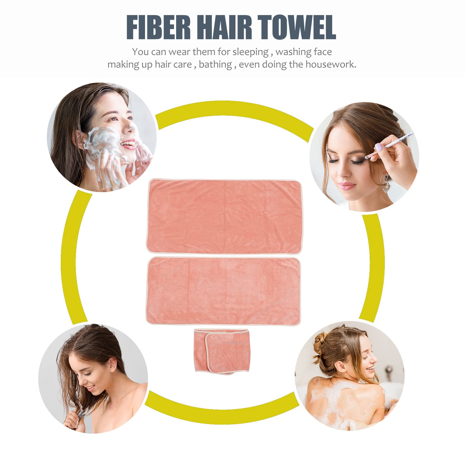 FOMIYES Microfiber Hair Towel Wrap - Soft & Absorbent Spa Headband for Shower, Facial & Makeup - Stretchable Bath Towel for Women & Men - Perfect for Salon, Gym & Travel (Orange, 1 Set)