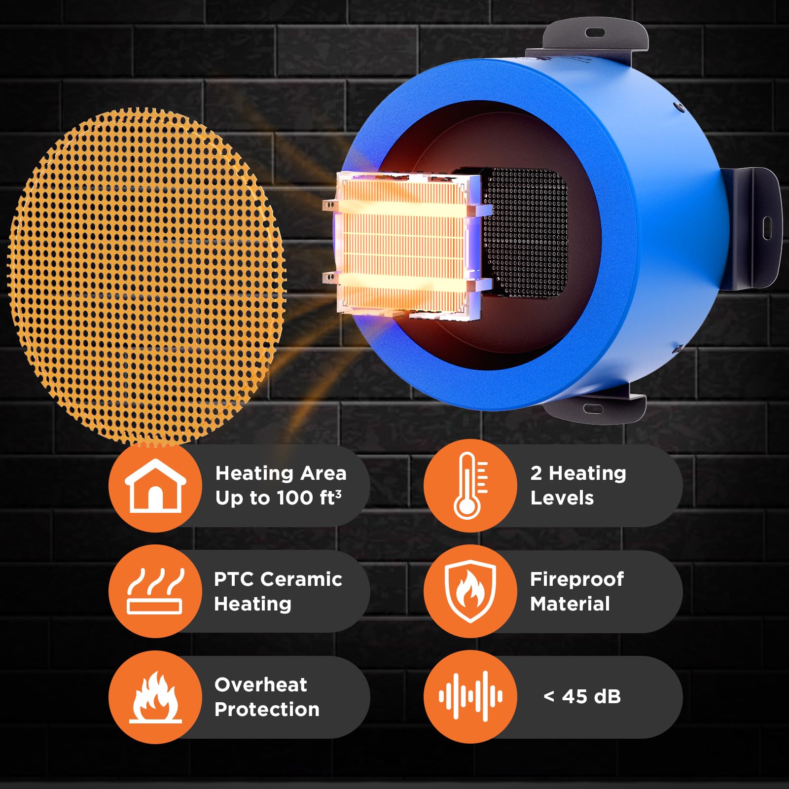TURBRO 400W Electric Pet Heater - Wall Mount Dog House Heater with 10ft Chew Proof Cord, Waterproof Control & Overheat Protection - UL Certified Blue Heater for Kennels, Cat Cages & Chicken Coops - Perfect for Outdoor Winter Use in Garages, Barns and Backyards