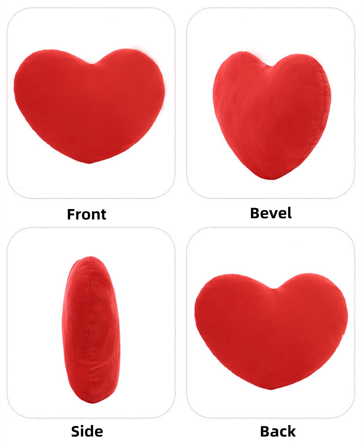 **S_SSOY Fluffy Heart-Shaped Plush Pillow - Soft Decorative Throw Cushion for Sofa, Bed, Car - Valentine's Day Gift (Red) - Perfect for Home Decor, Romantic Gifts & Cozy Comfort**