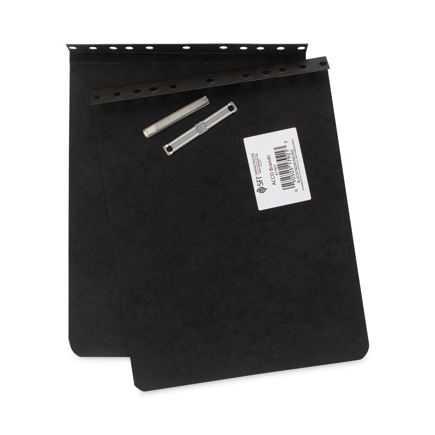 ACCO PRESSTEX Report Cover with Tyvek Reinforced Hinge - Top Bound 2-Piece Prong Fastener - Holds 2 Documents - 8.5 x 11 Inches - Black/Black - Perfect for Office Reports, School Projects & Professional Presentations
