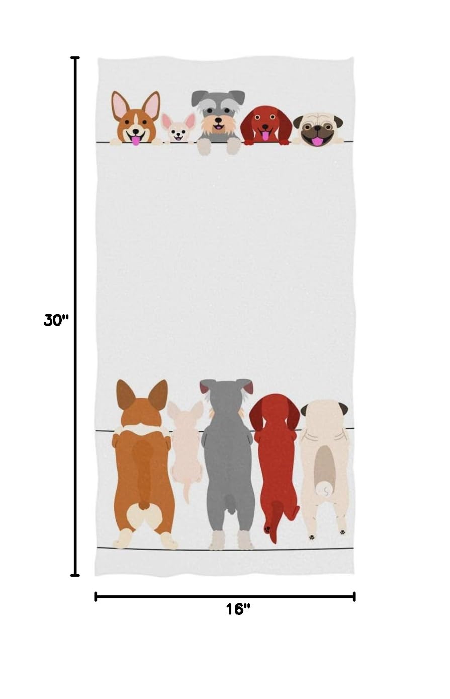 Soft & Absorbent Naanle Standing Dog Design Guest Hand Towels Set - 16